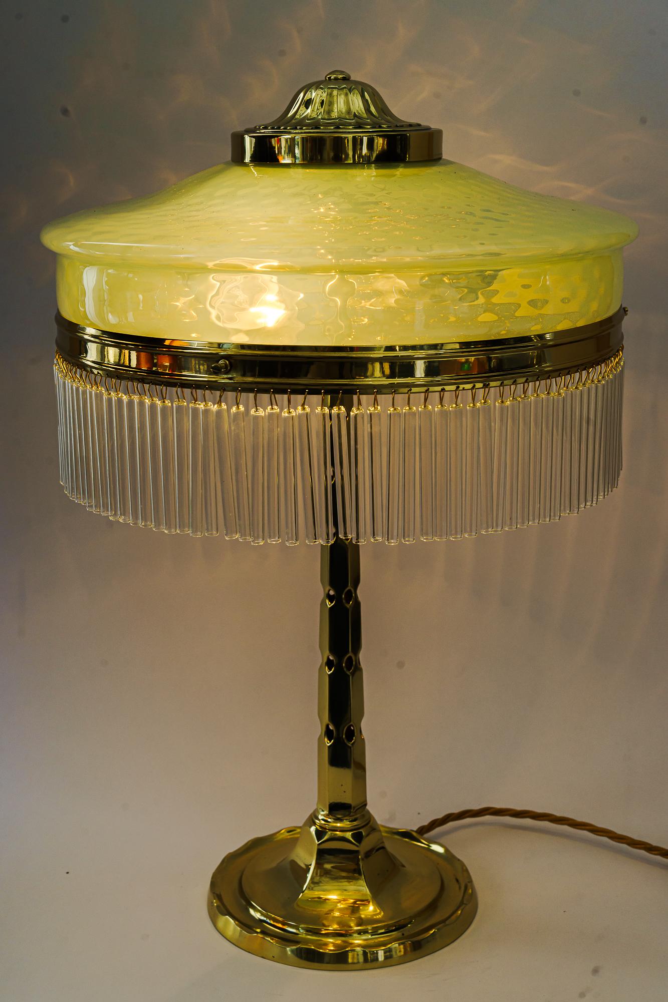 Art Deco Table Lamp with Originla Opaline Glass Shade Vienna Around, 1920s For Sale 4