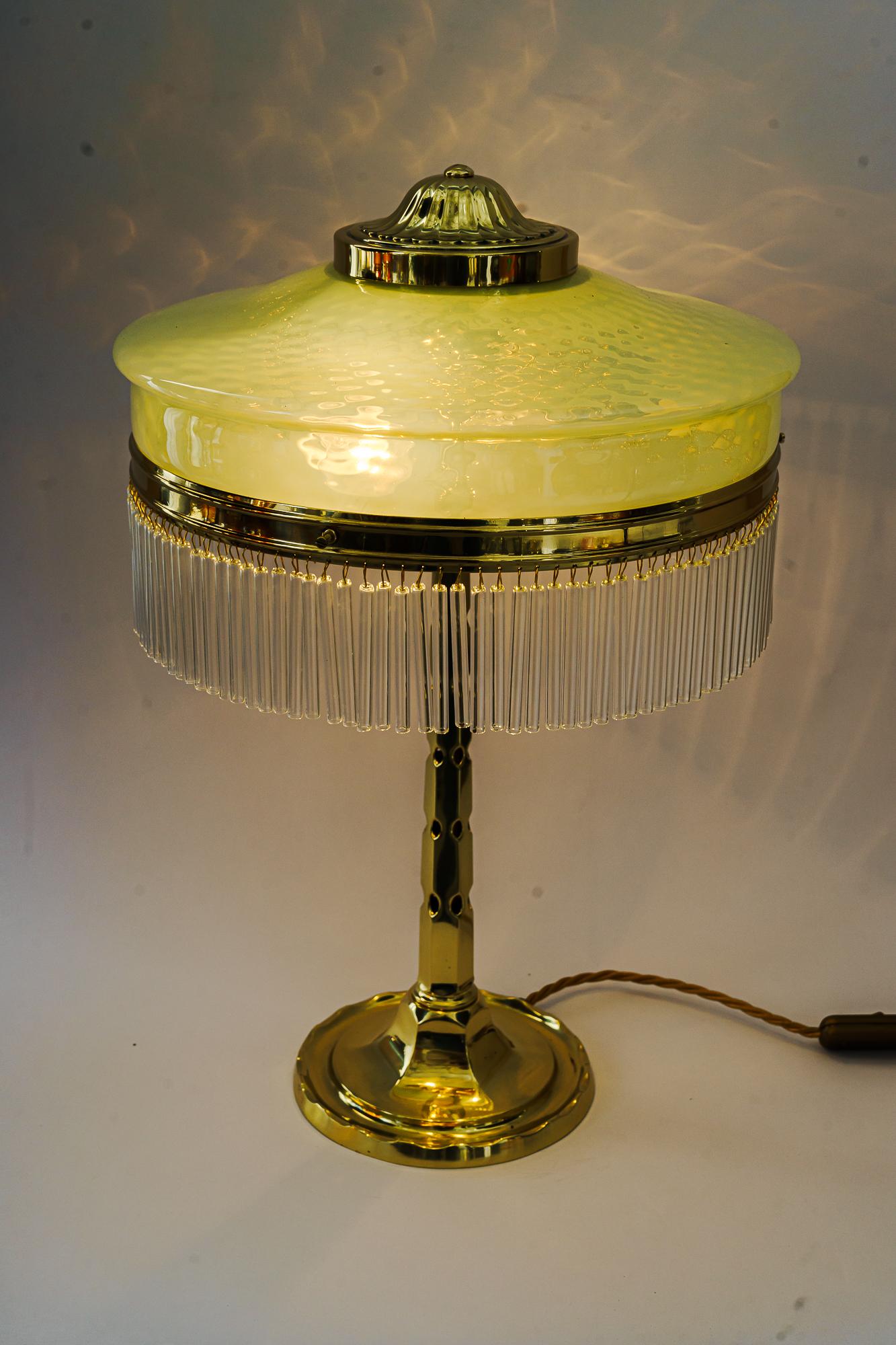 Art Deco Table Lamp with Originla Opaline Glass Shade Vienna Around, 1920s For Sale 1