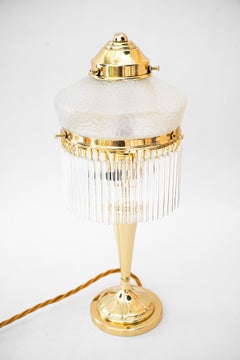 Art deco table lamp with palme koenig glass shade and glass sticks vienna 1920s