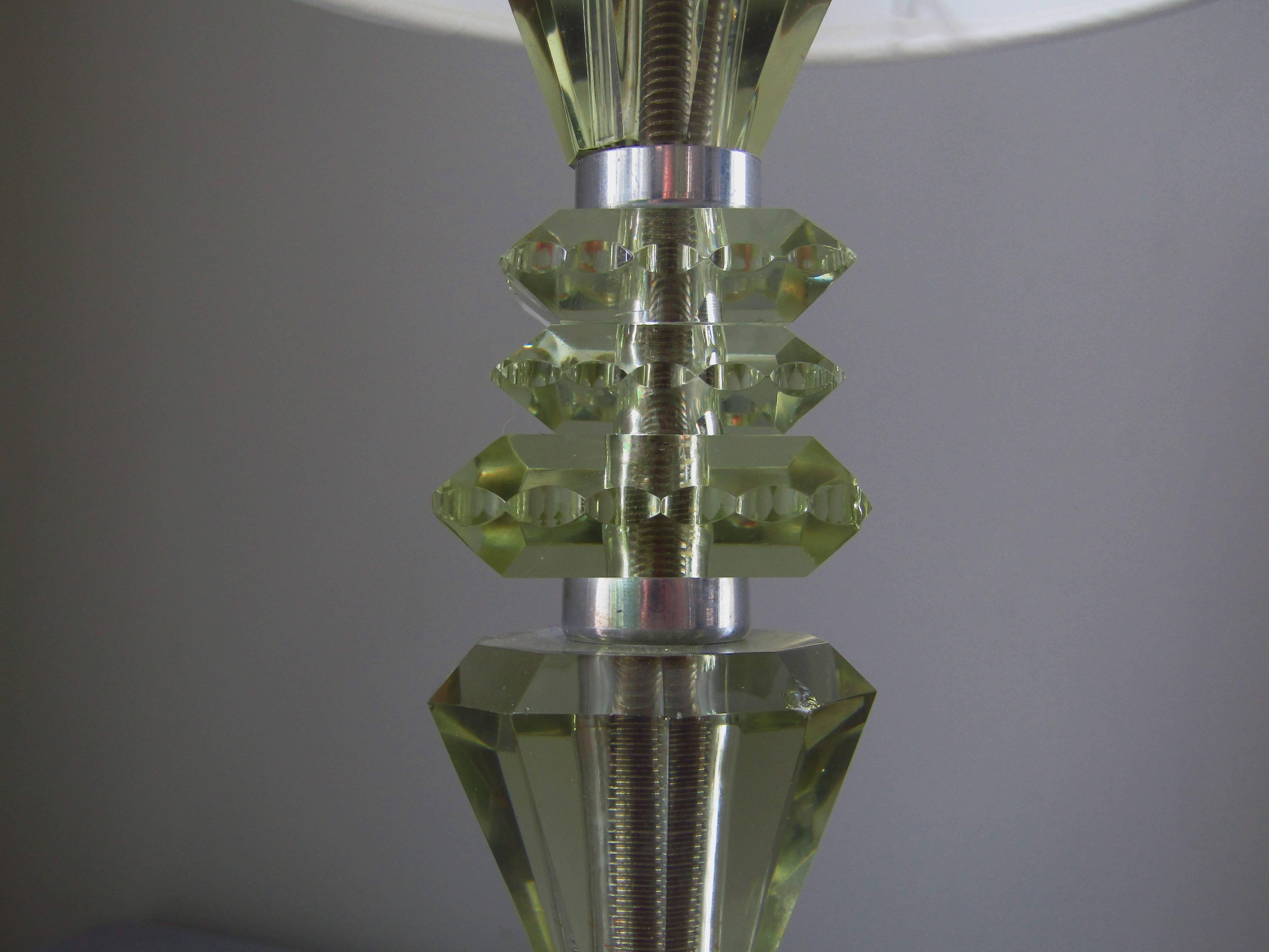 Art Deco Table Lamp, Cut Christal Glass by Saint Gobain 2