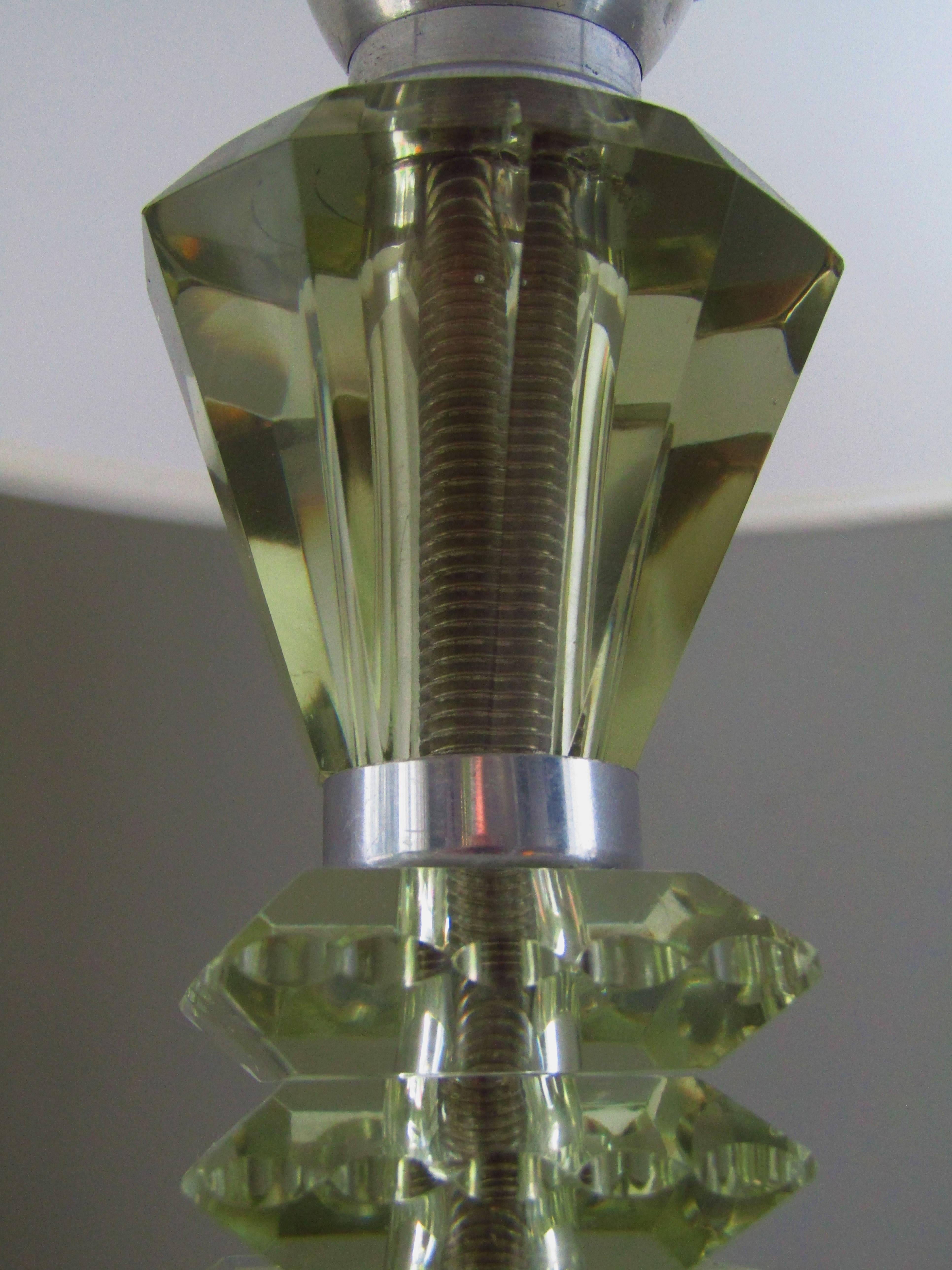 Art Deco Table Lamp, Cut Christal Glass by Saint Gobain In Good Condition In Saarbruecken, DE