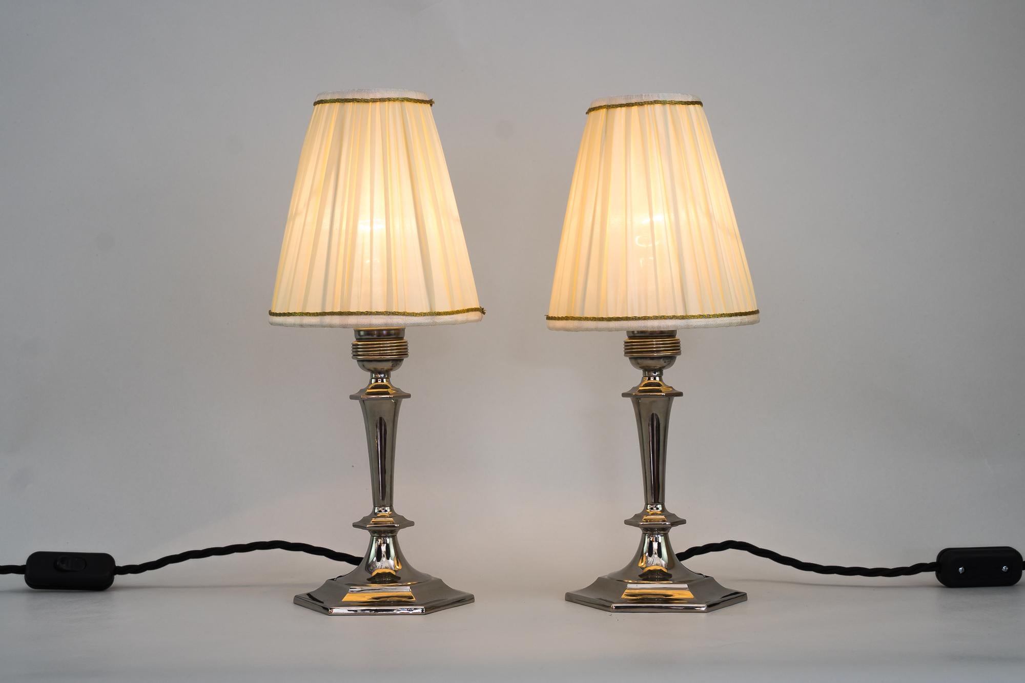 Art Deco Table Lamps with Fabric Shades Around 1920s In Good Condition In Wien, AT