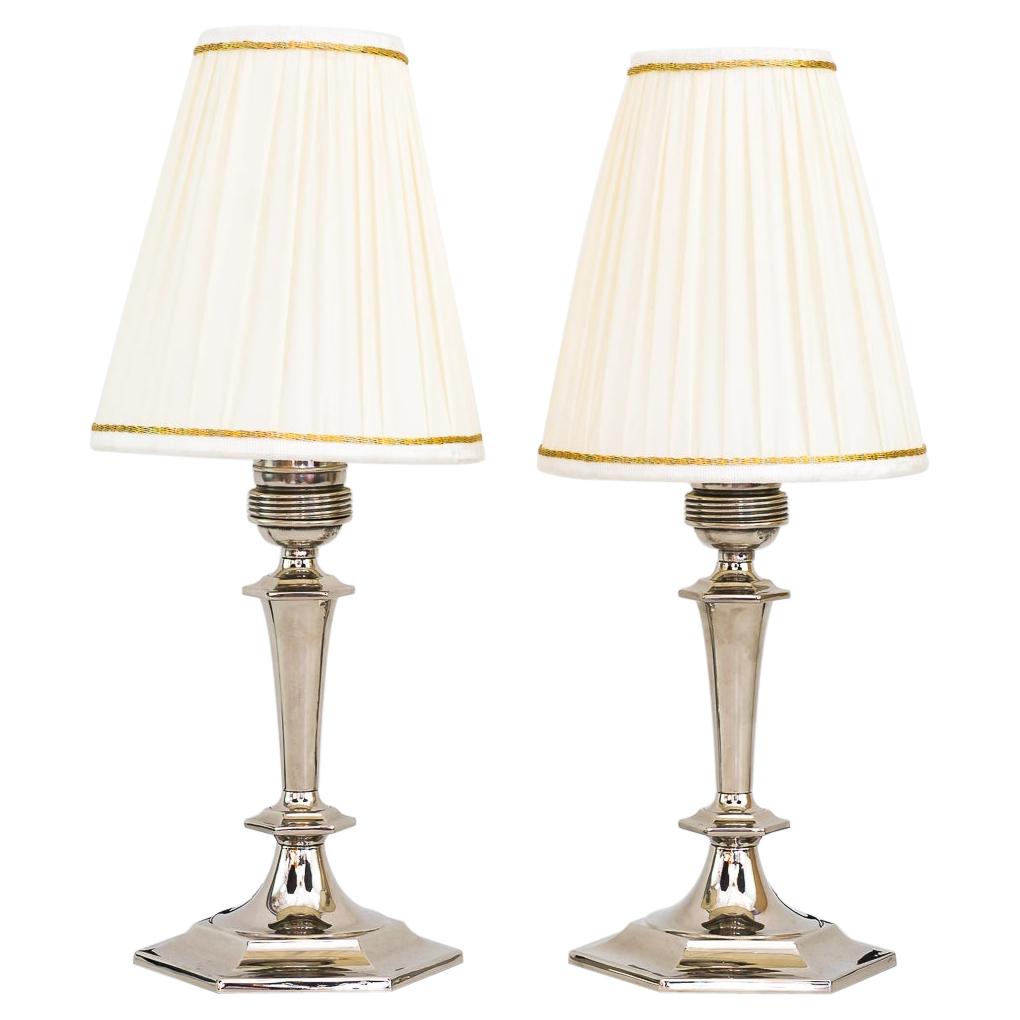 Art Deco Table Lamps with Fabric Shades Around 1920s