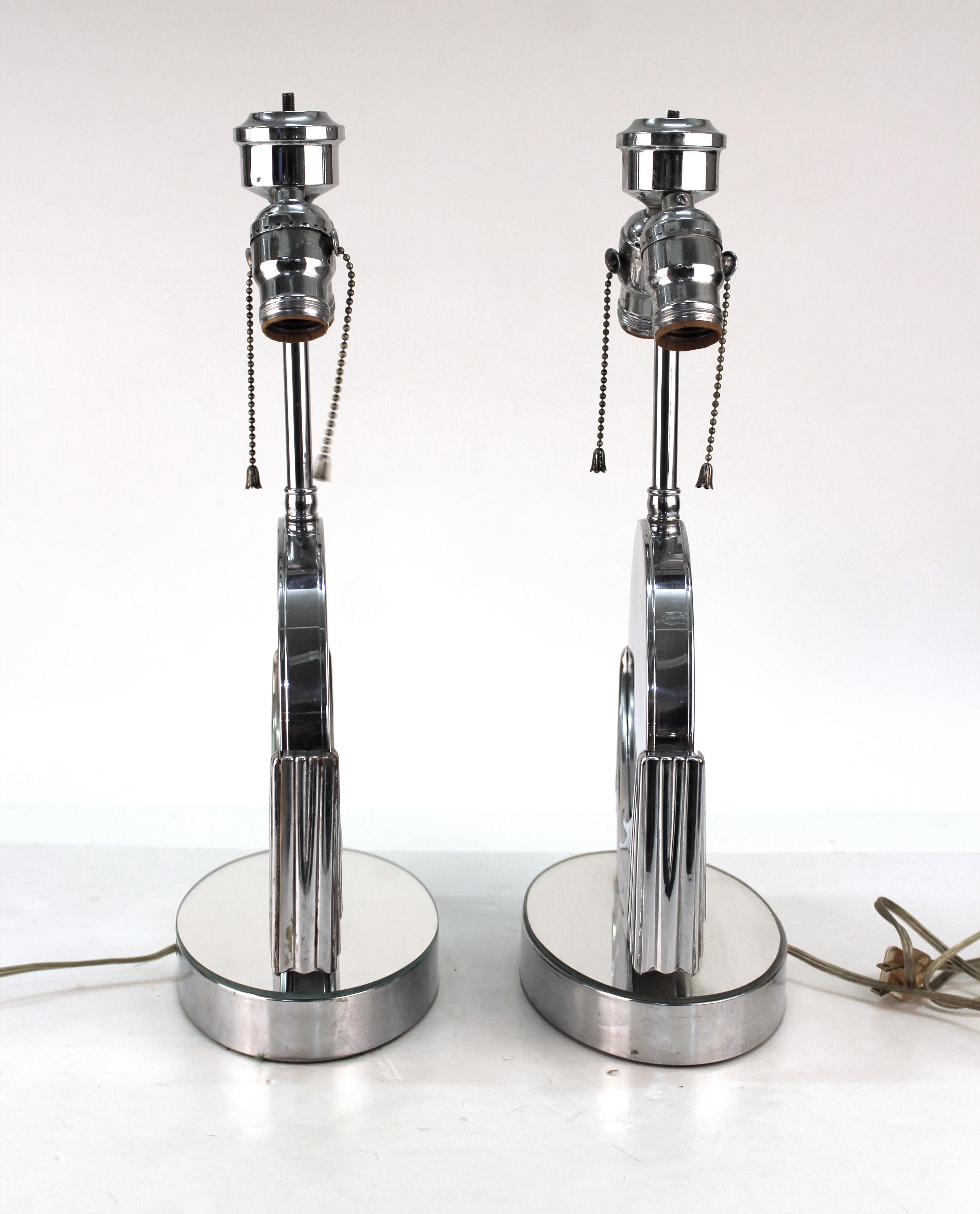 20th Century Art Deco Table Lamps with Mirrored Surfaces