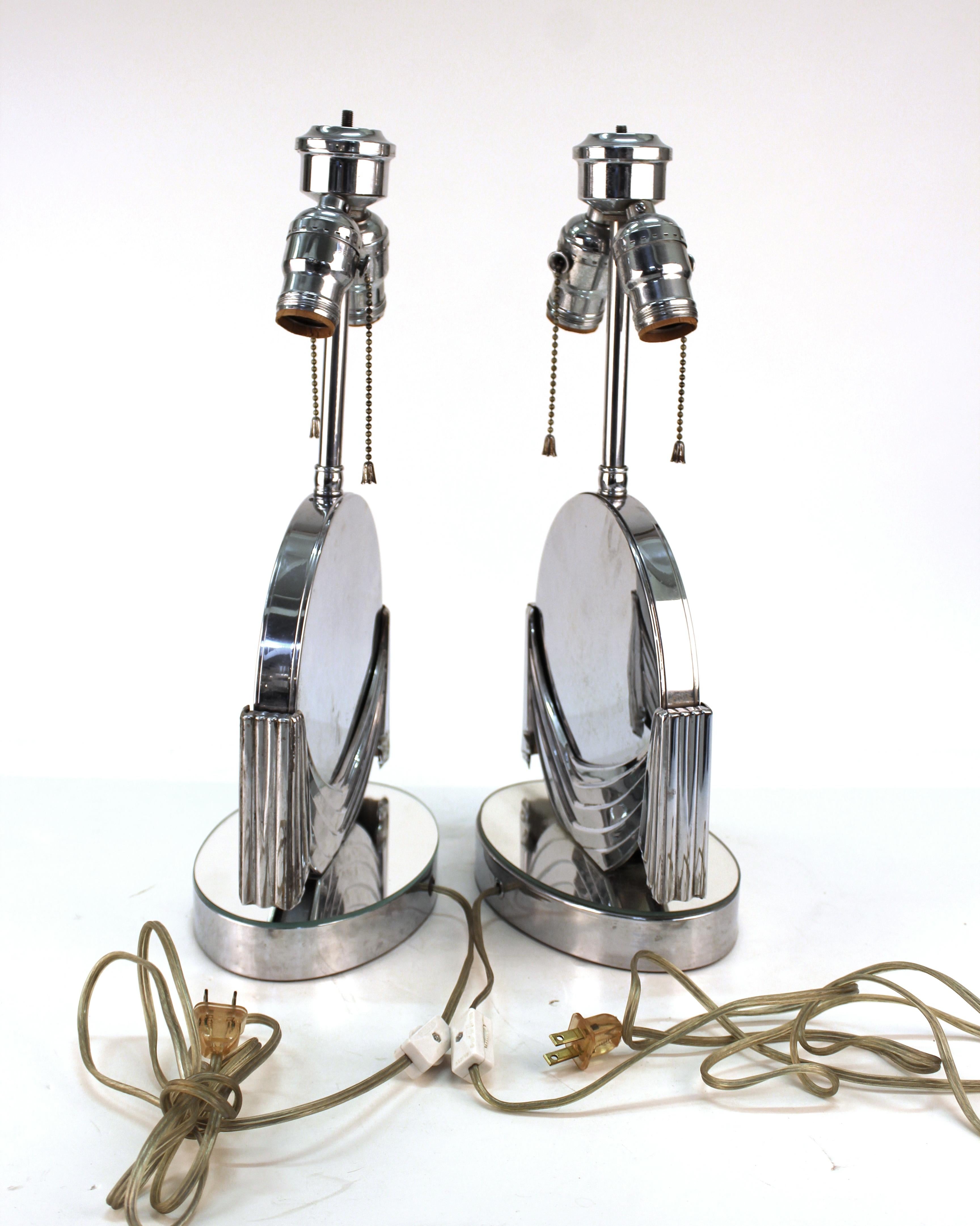 Art Deco Table Lamps with Mirrored Surfaces 1