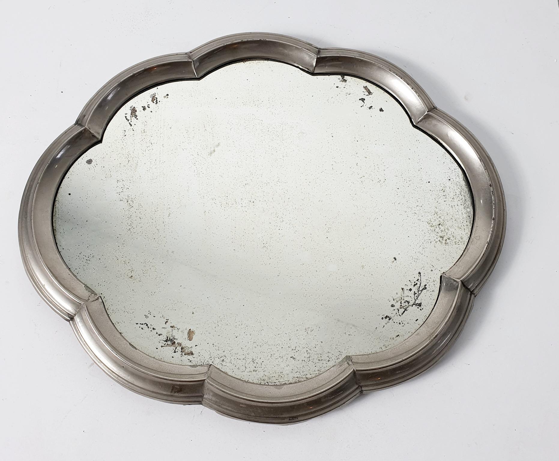 Art Deco Baroque style Table Mirror in Pewter In Good Condition For Sale In Albano Laziale, Rome/Lazio