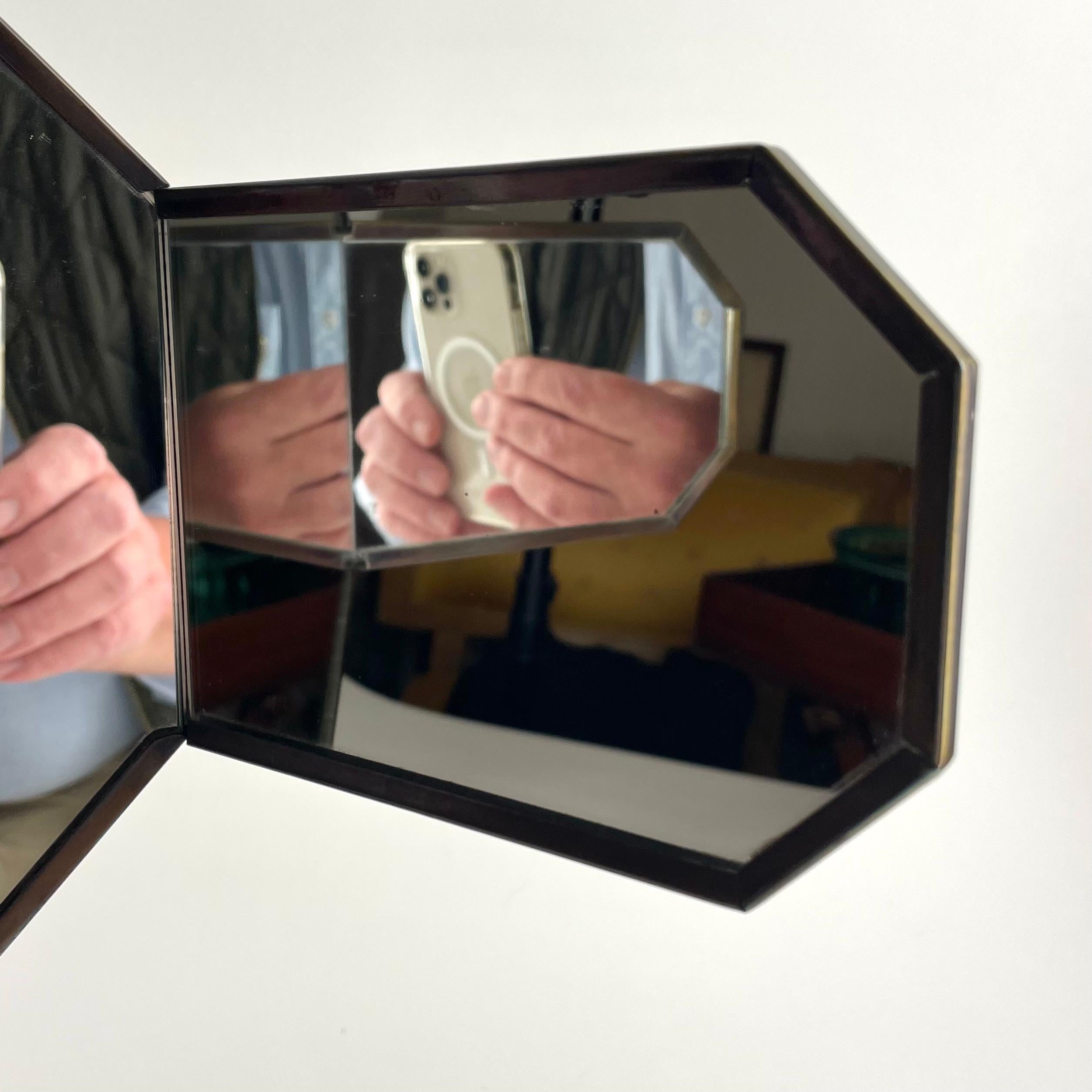 Art Deco Mirror de table en laiton poli et patiné, vers 1920 en vente 7
