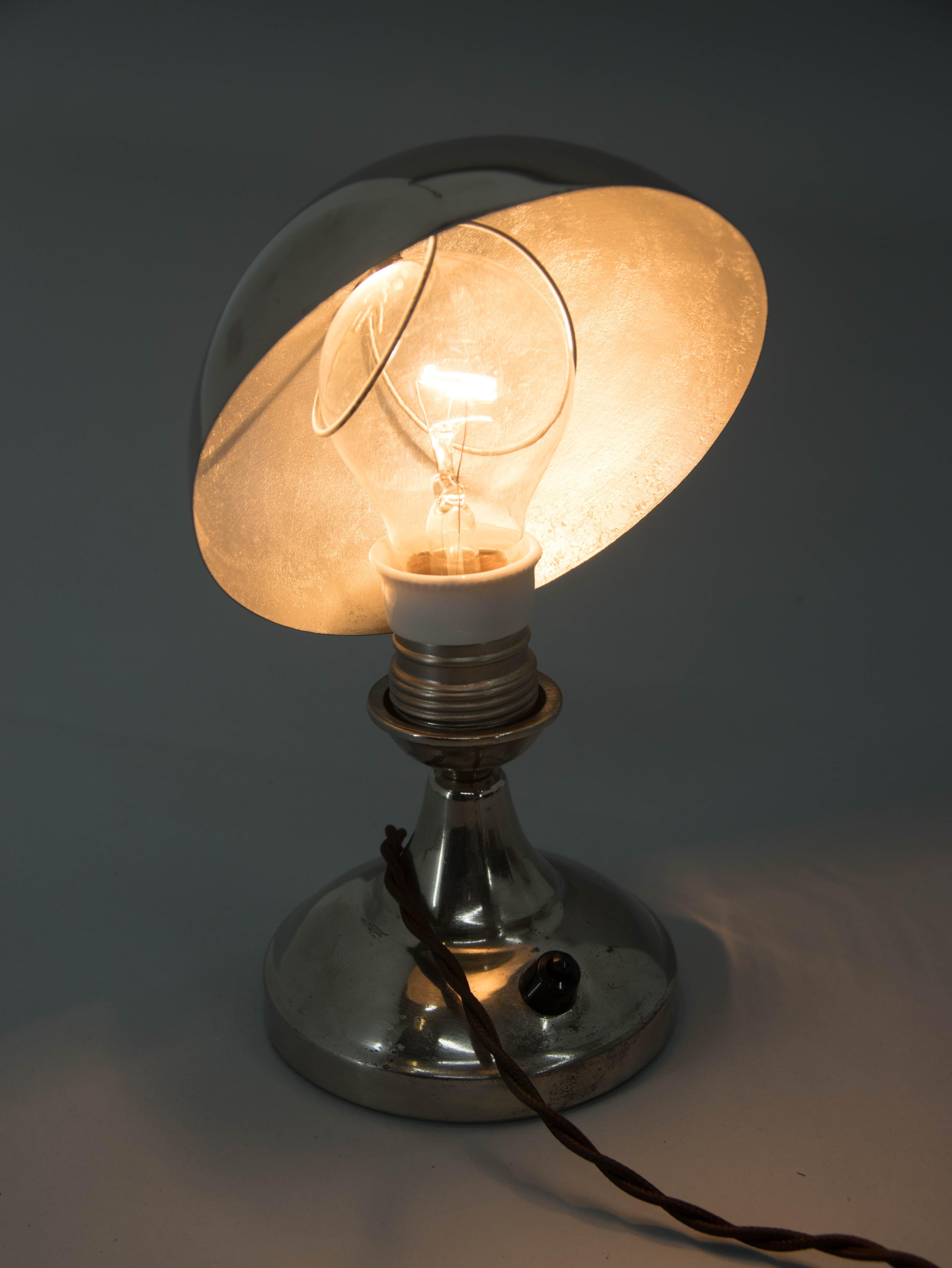 Art Deco Table or Bedside Lamp with Adjustable Shade, 1930s In Good Condition For Sale In Praha, CZ