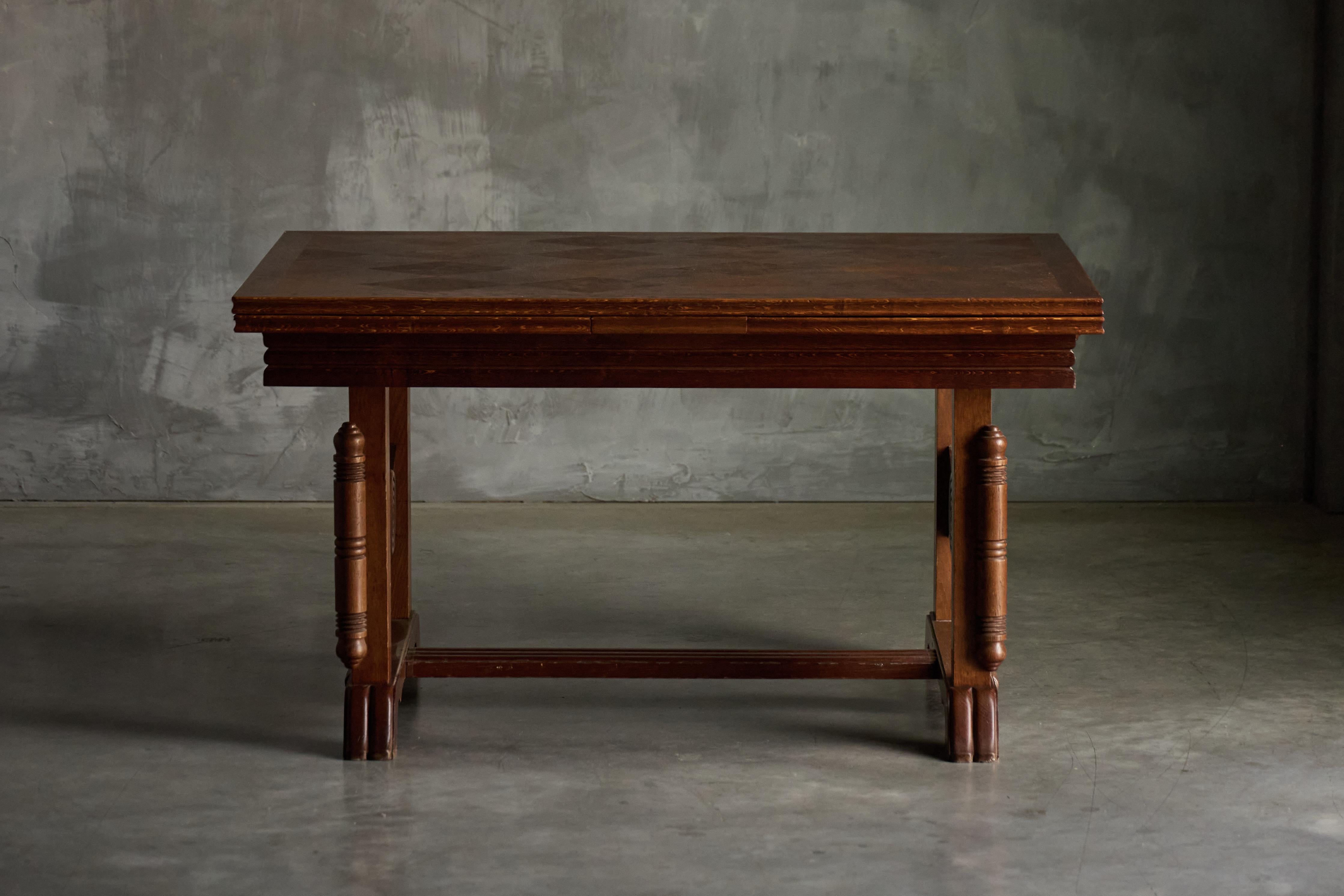Art Deco Table or Desk by Charles Dudouyt, France, 1940s (Holz) im Angebot