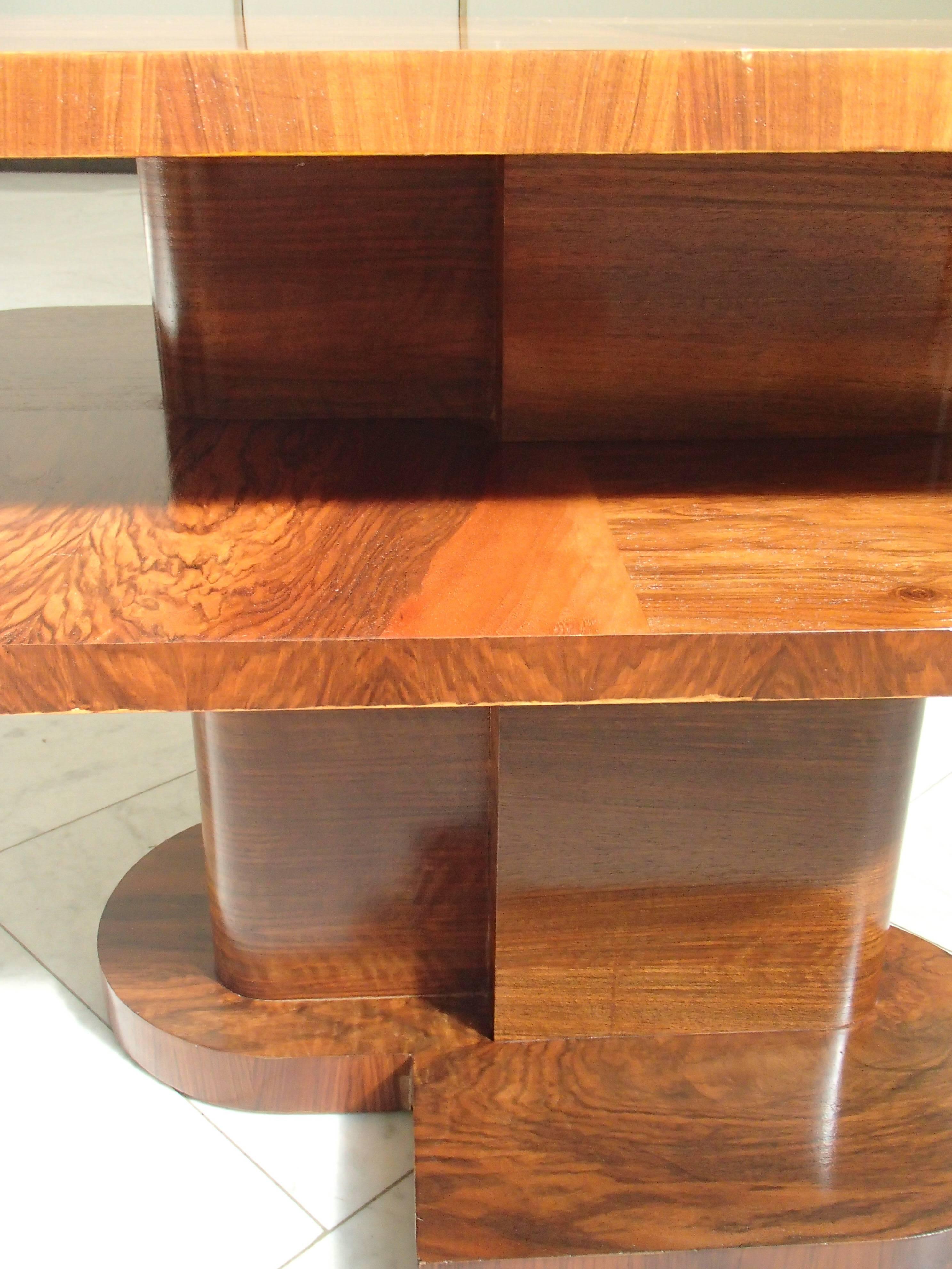 Art Deco Table or Low Console Rose Wood and Walnut Square Double Top For Sale 8