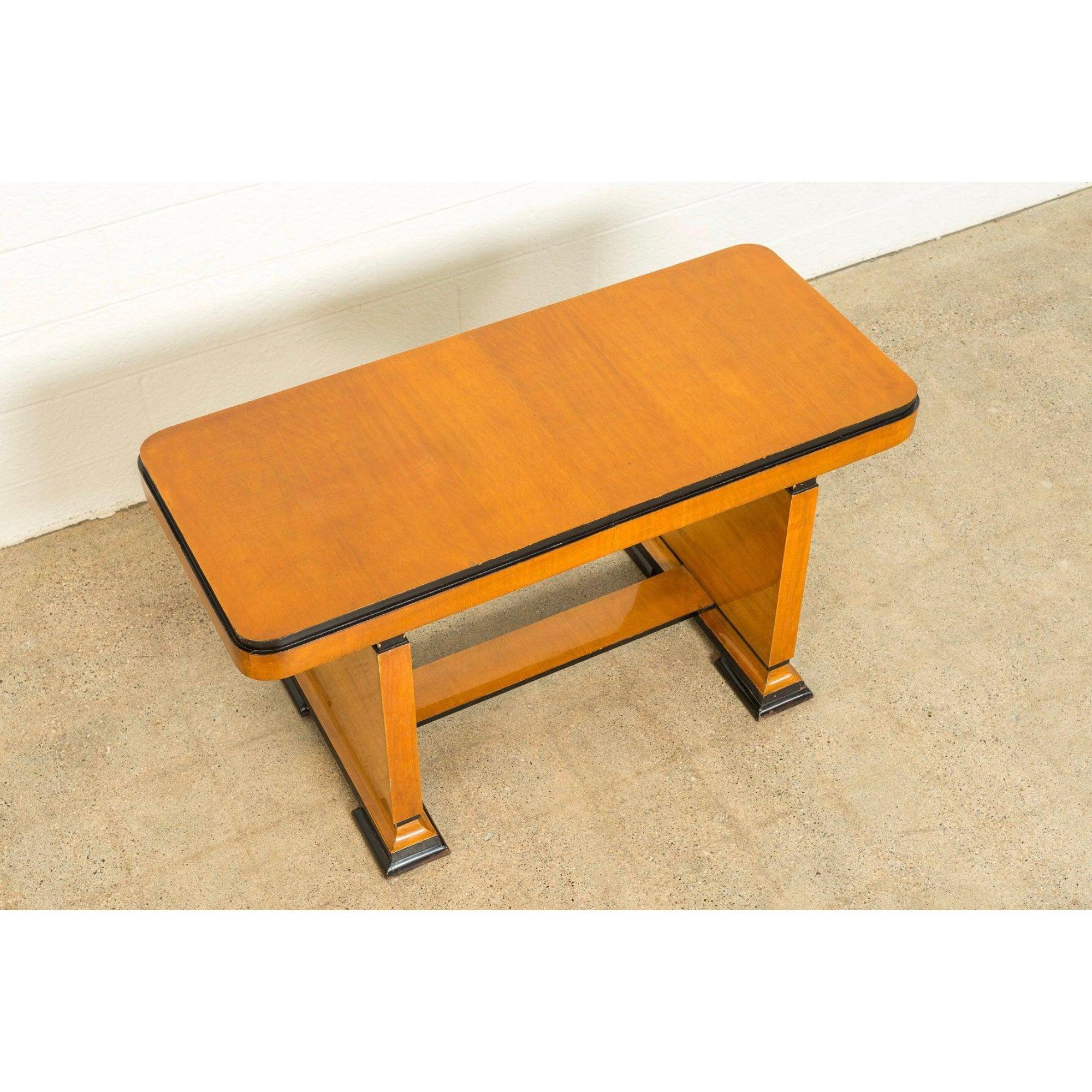 Art Deco Table or Writing Desk in Maple Wood with Ebonized Accents, circa 1930 For Sale 1