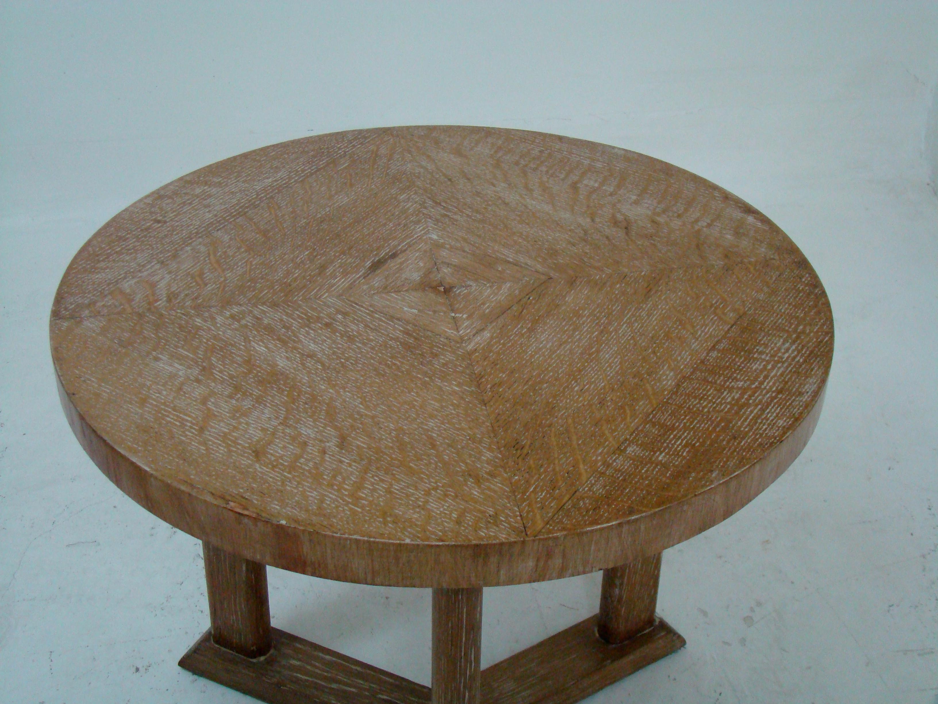 Mid-20th Century Art Deco Table Pickled Oak Wood , France , 1930 For Sale