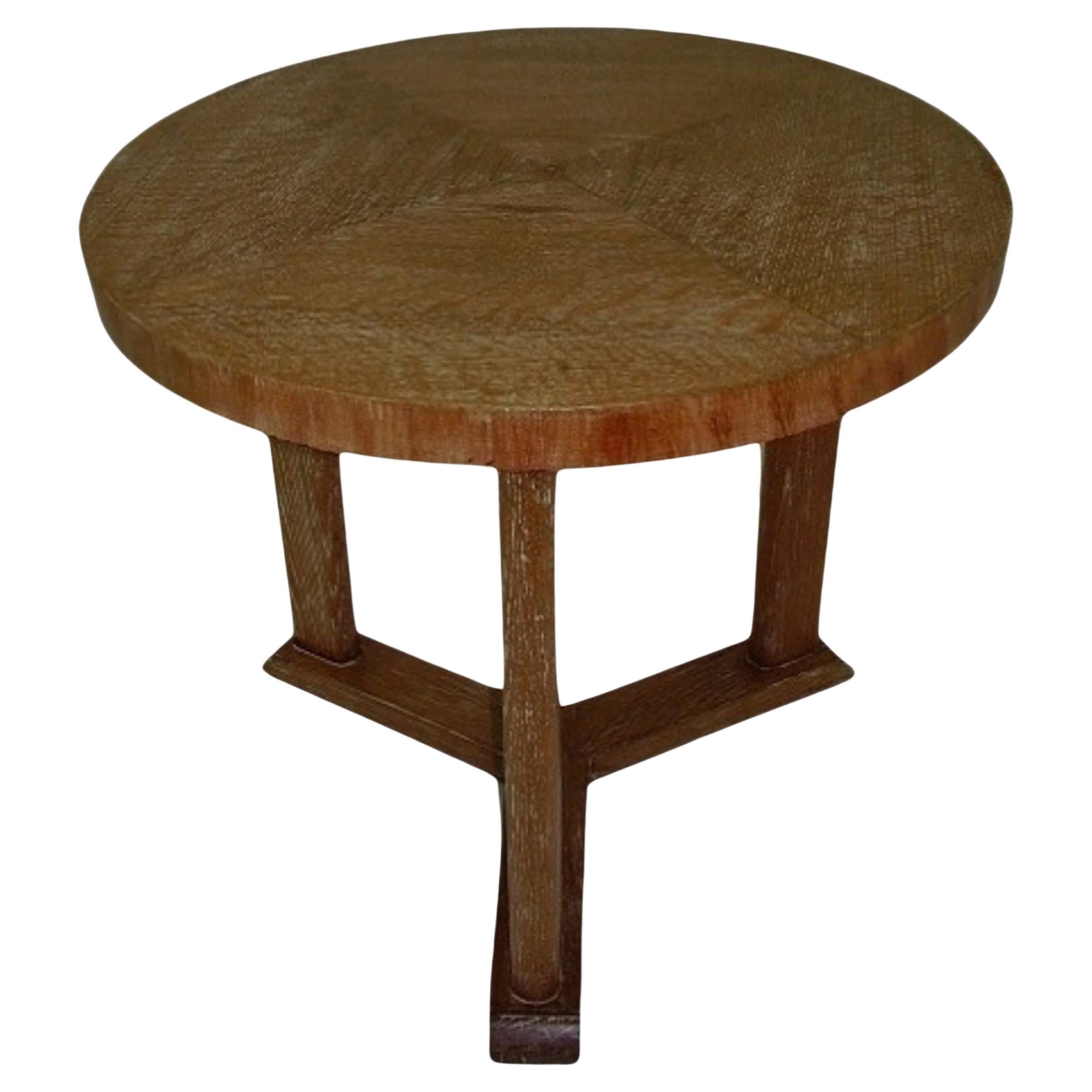 Art Deco Table Pickled Oak Wood , France , 1930 For Sale