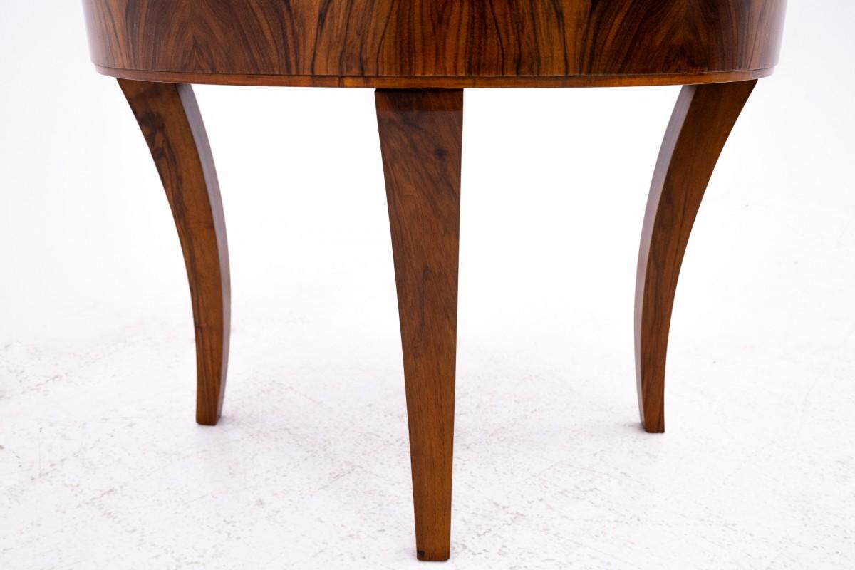 Walnut Art Deco table, Poland, ca. 1950. For Sale