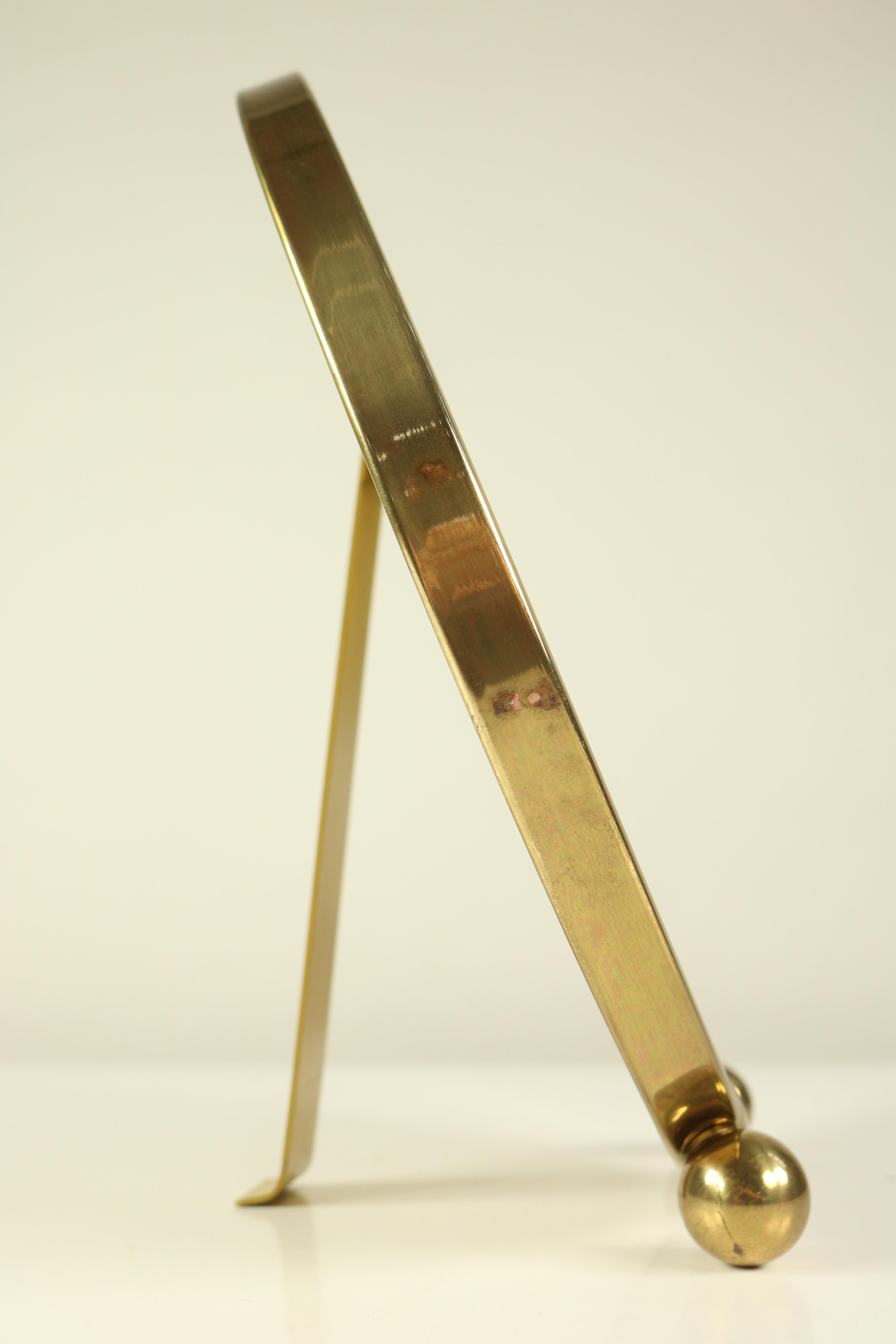 Art Deco Table Stand or Wall Mirror Brass Ball Feet VTG, 1940s-1950s For Sale 5