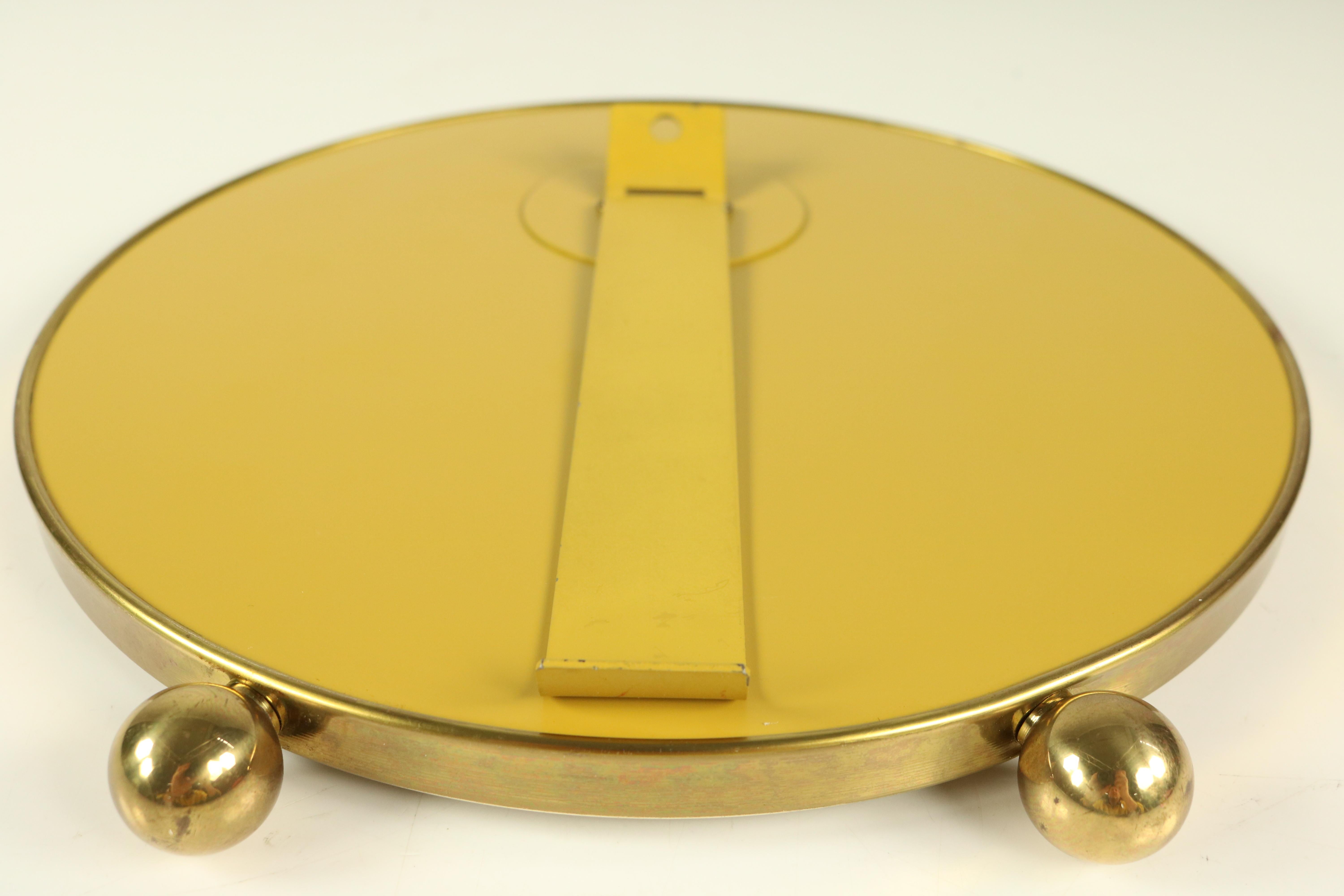 Art Deco Table Stand or Wall Mirror Brass Ball Feet VTG, 1940s-1950s For Sale 6