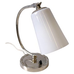 Art Deco Table / Wall Lamp in Chromed and Opaline Glass, Idman 1940s