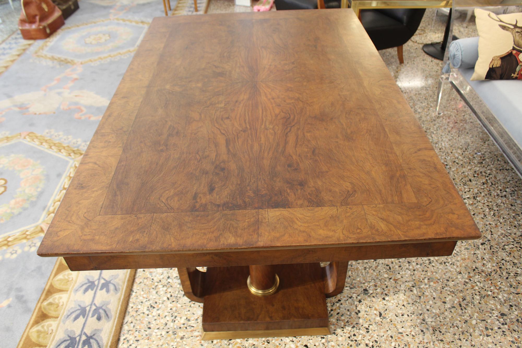 Art Deco Table, Walnut Wood, Brass Finishing For Sale 7