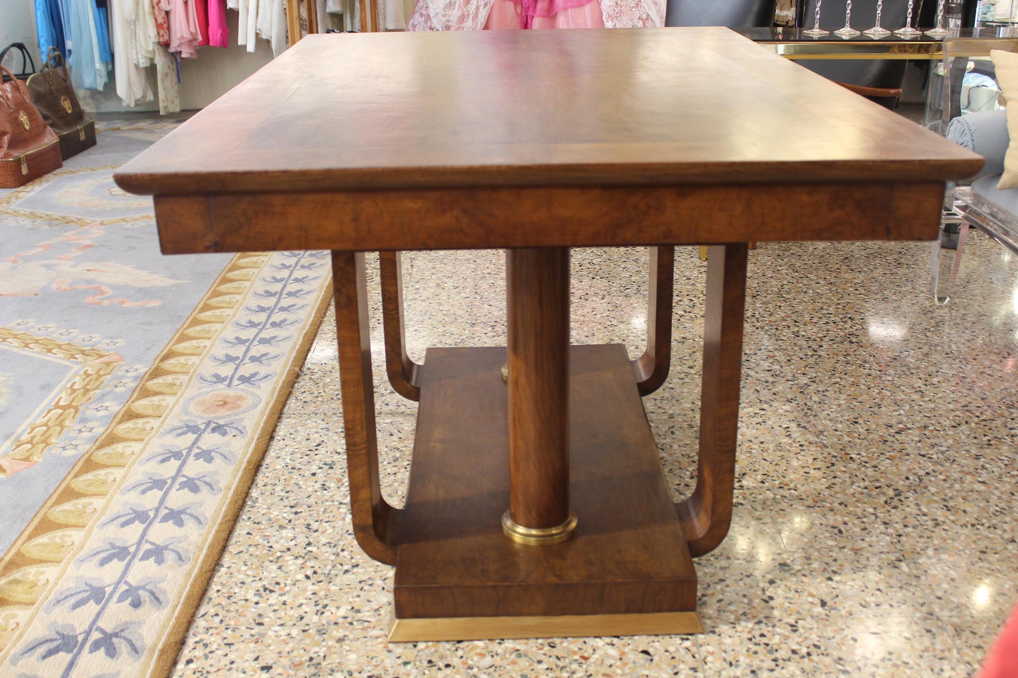 Art Deco Table, Walnut Wood, Brass Finishing For Sale 9