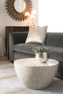 Art Deco Style Table with Bone Marquetry on Wood, Half Moon