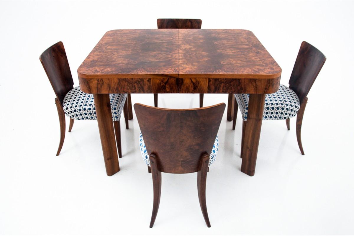 Art Deco table with chairs designed by J. Halabala, 1930s-40s. After renovation. 9