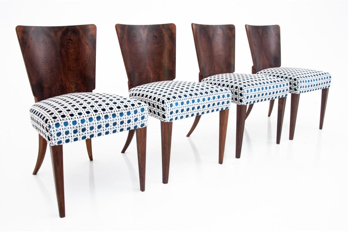 20th Century Art Deco table with chairs designed by J. Halabala, 1930s-40s. After renovation.