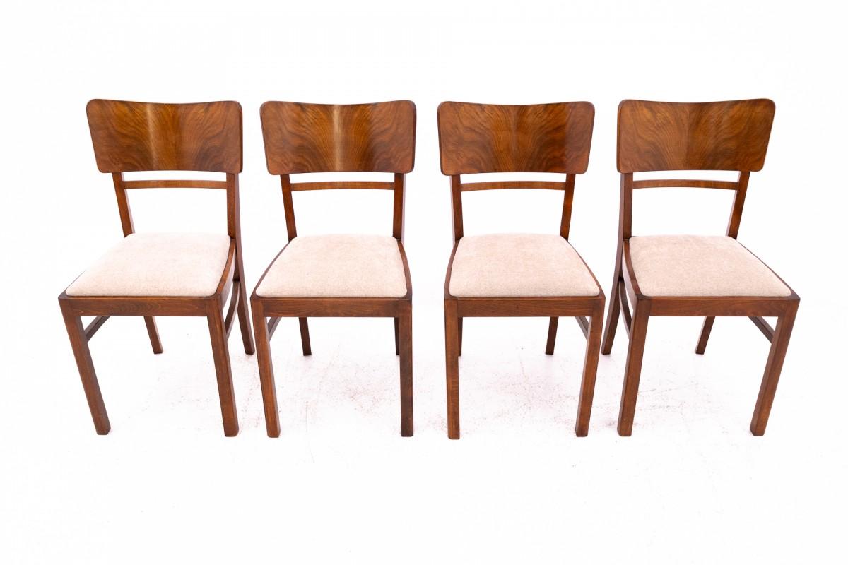 Art-Déco-Tisch mit Stühlen, Polen, 1940er Jahre. (Art déco)