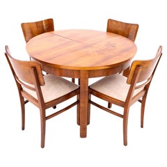 Art Deco table with chairs, Poland, 1940s.