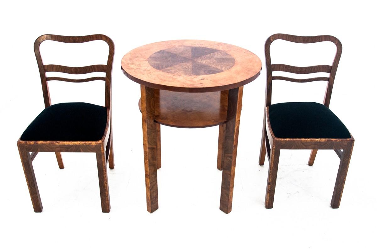 Art Deco Table with Chairs, Poland, 1940s, Renovated 4