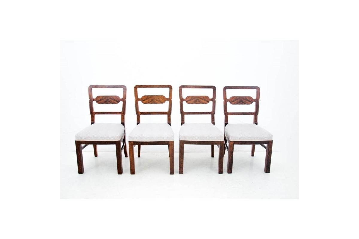 Art Deco Table with Chairs, Poland, 1950s, Renovated 2