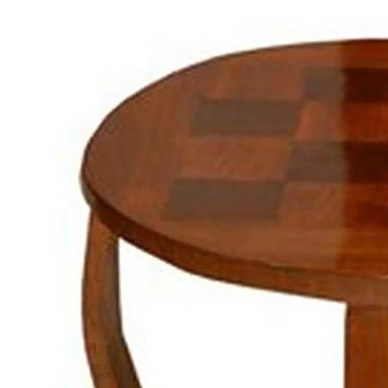 French Art Deco walnut table with checkerboard pattern parquetry.