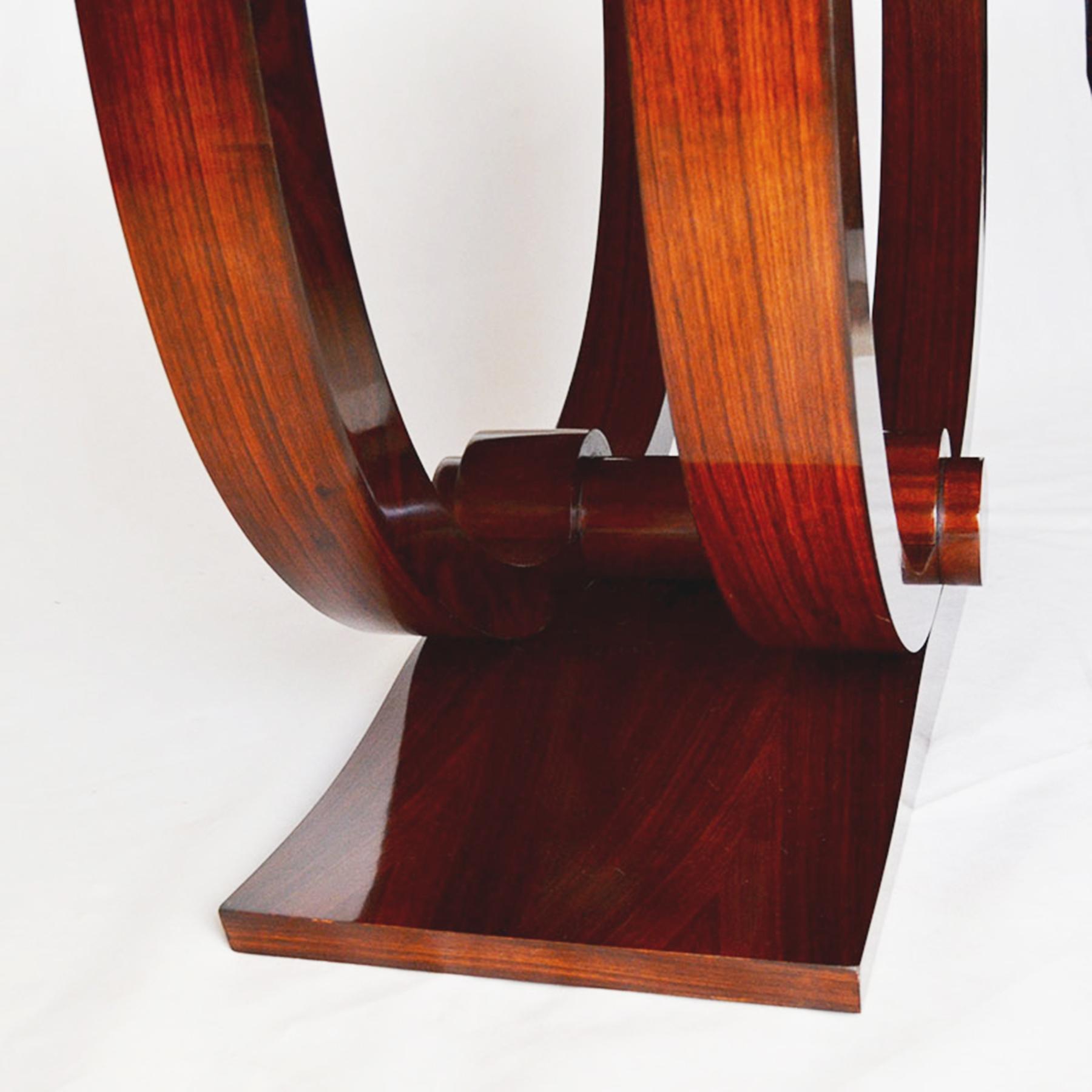 Art Deco Table with Double Arch Base in Extendable Indian Rosewood 1930s, France In Excellent Condition For Sale In La Bisbal de l'Empordà, ES