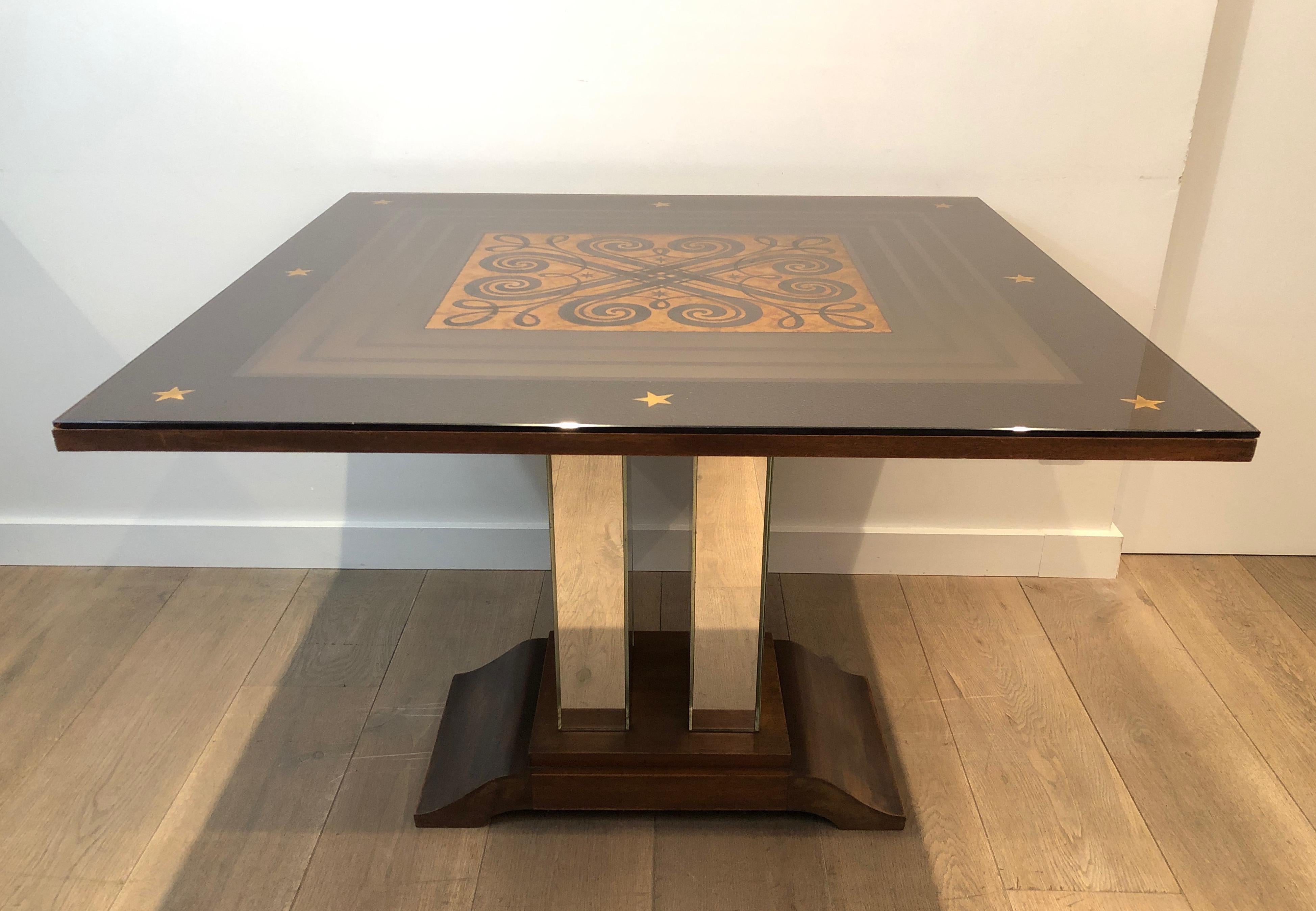 Art Deco Table with Engraved Mirror in the Style of Jules Leleu and Max Ingrand For Sale 15