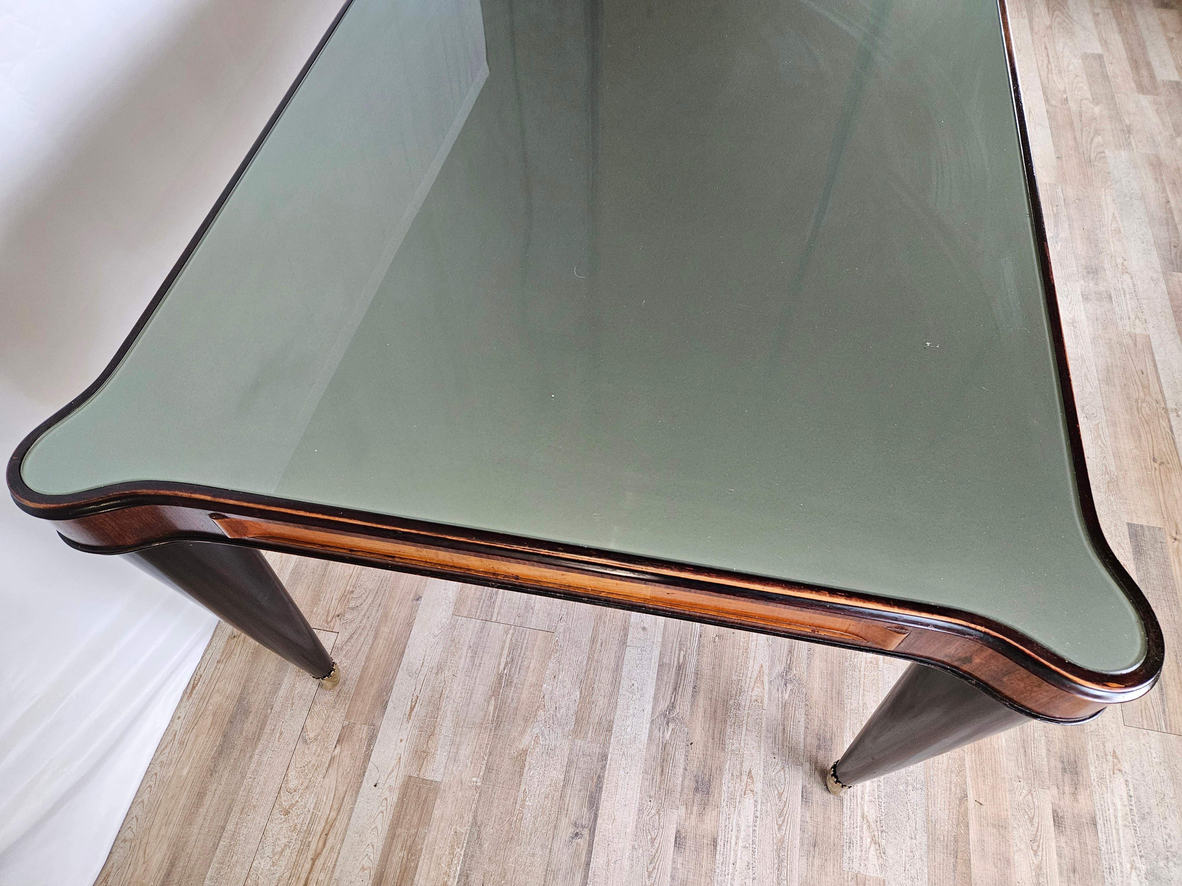 Art Decò Table with Glass Top In Good Condition In Premariacco, IT