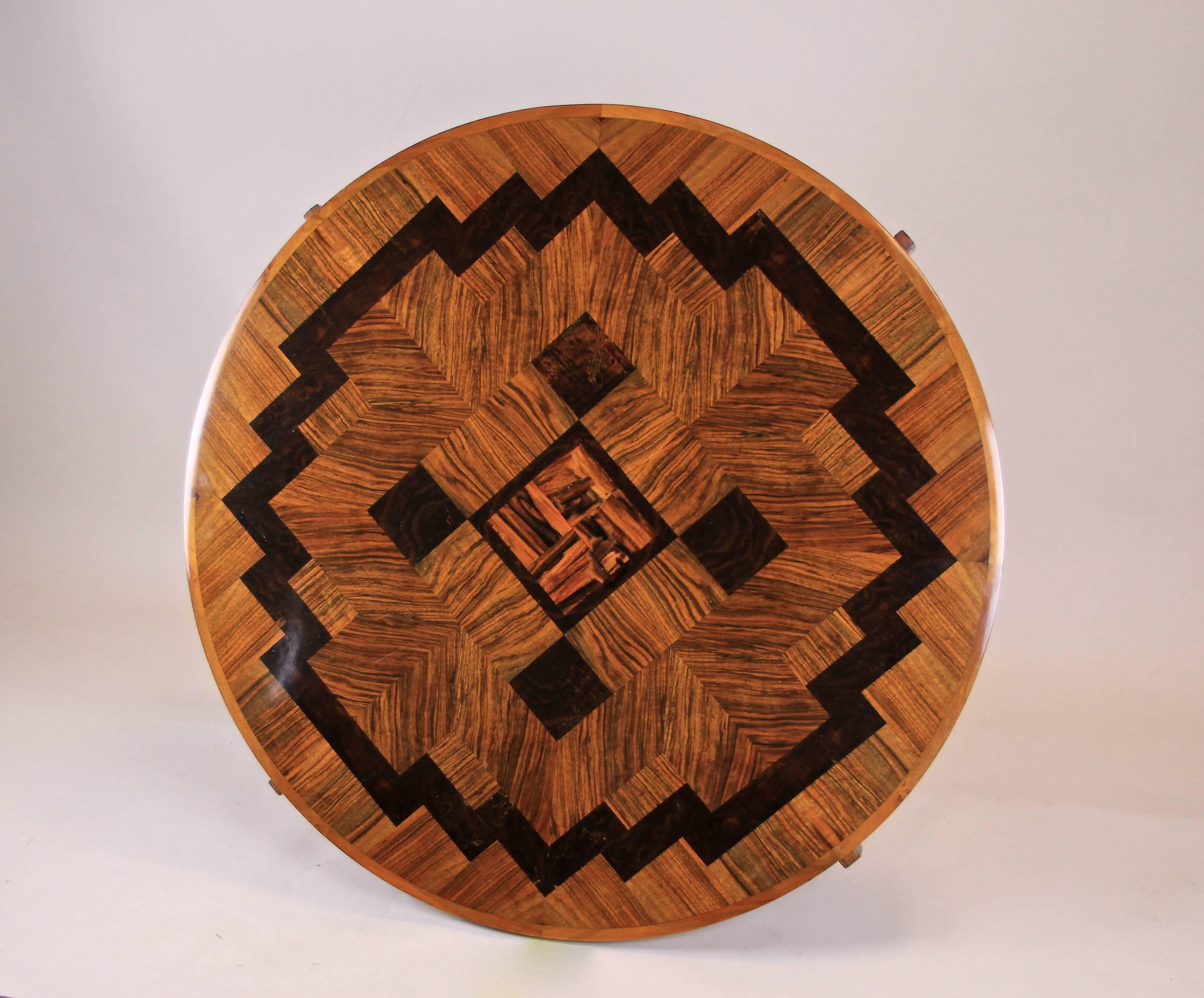 Austrian Art Deco Table with Marquetry Work by A. Herrgesell, Austria, circa 1925