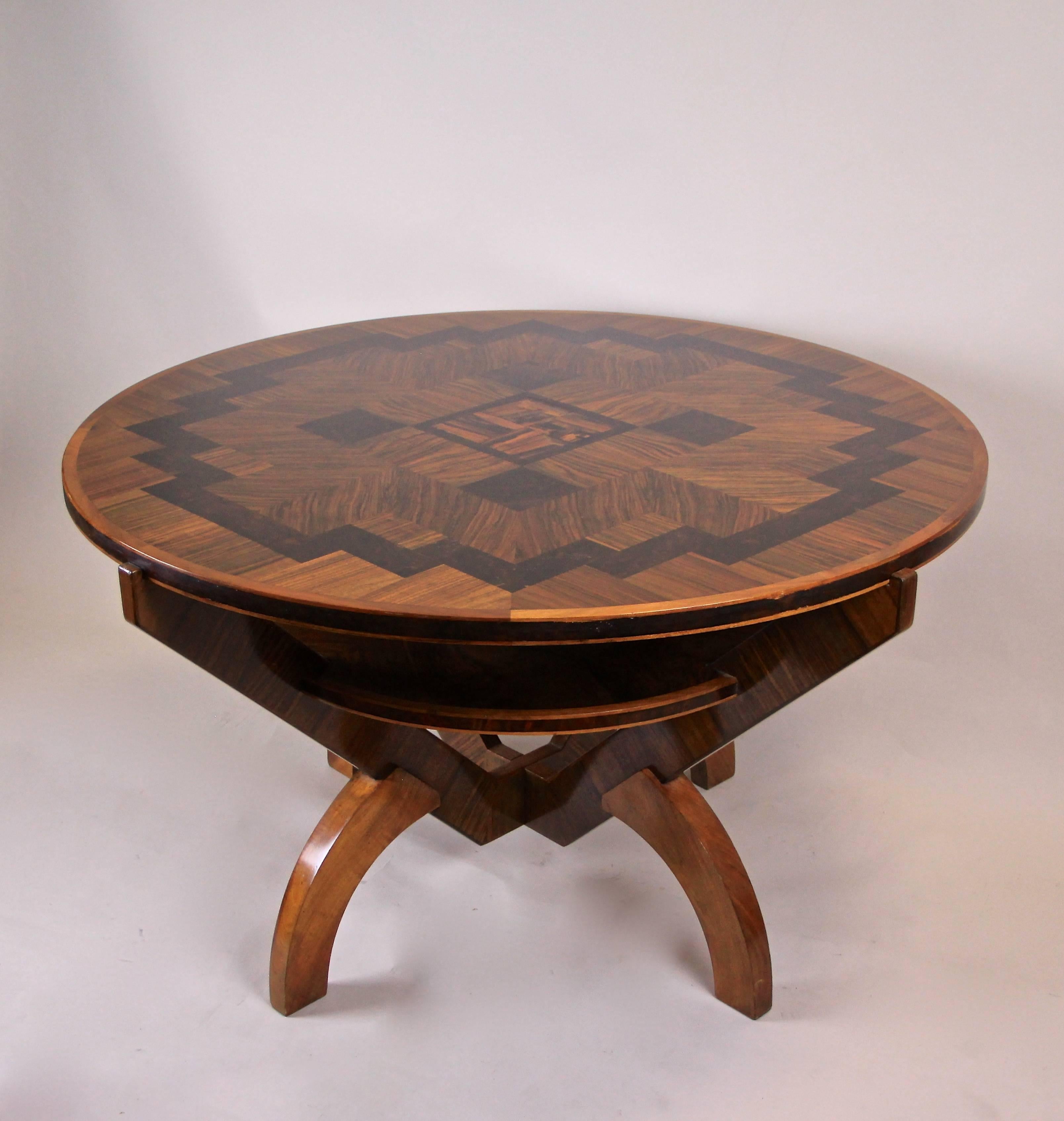 20th Century Art Deco Table with Marquetry Work by A. Herrgesell, Austria, circa 1925
