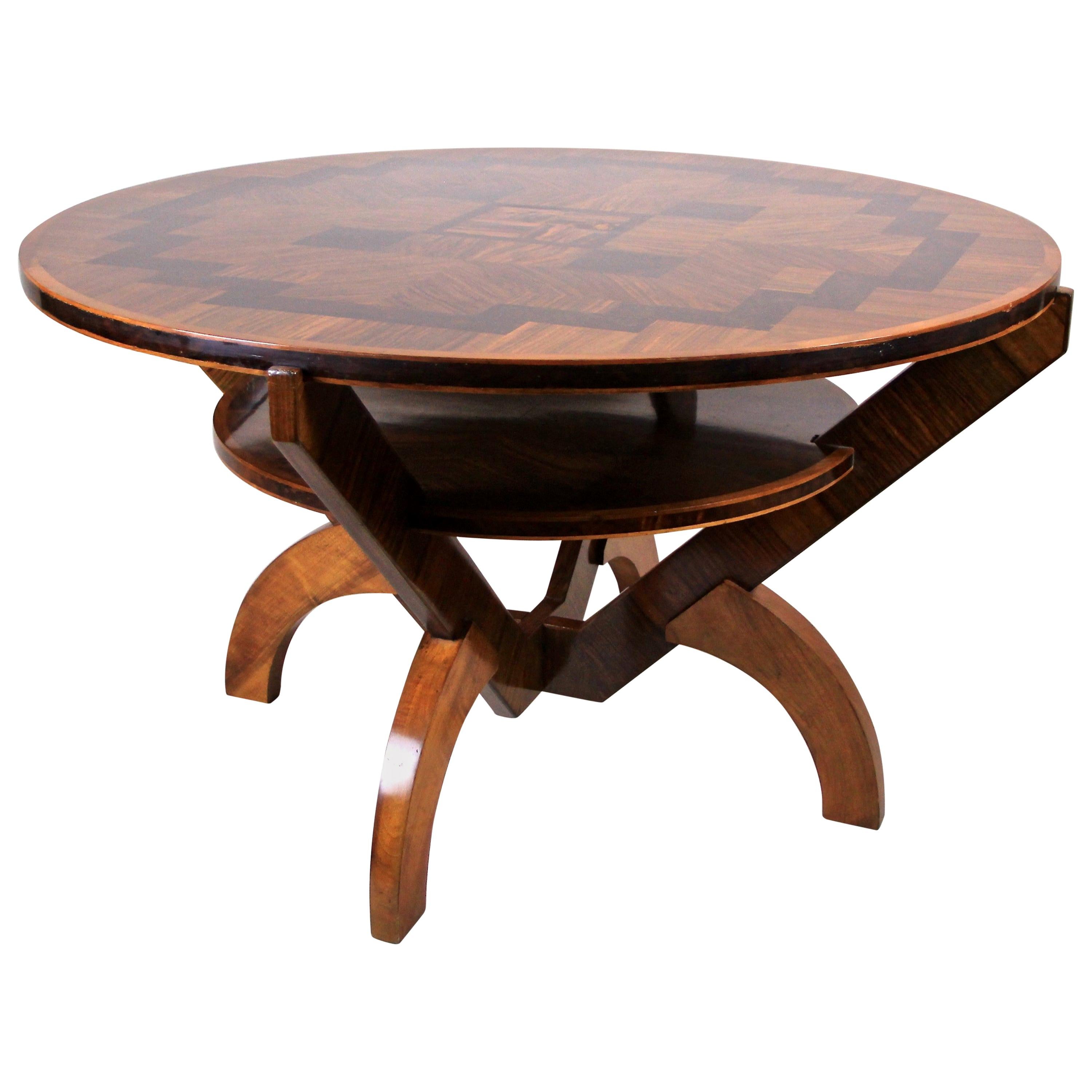 Art Deco Table with Marquetry Work by A. Herrgesell, Austria, circa 1925