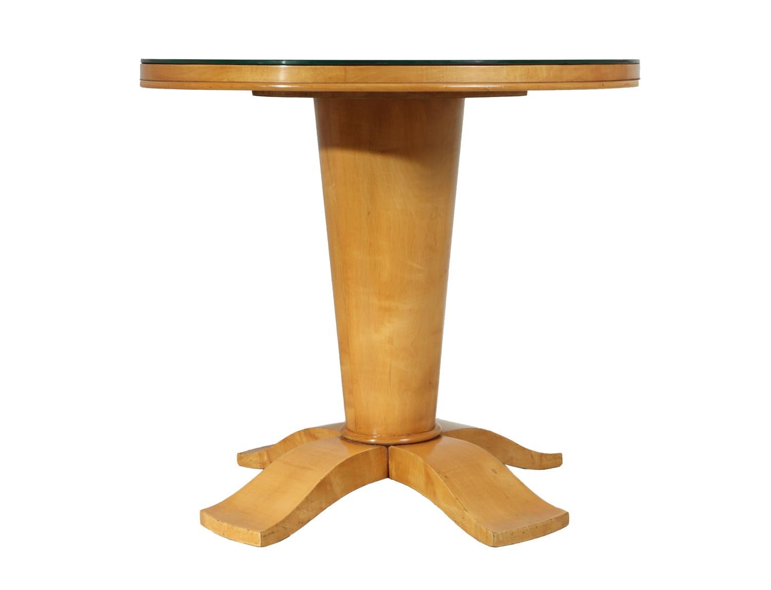 French Art Deco Table with Mirrored Top, circa 1940 For Sale