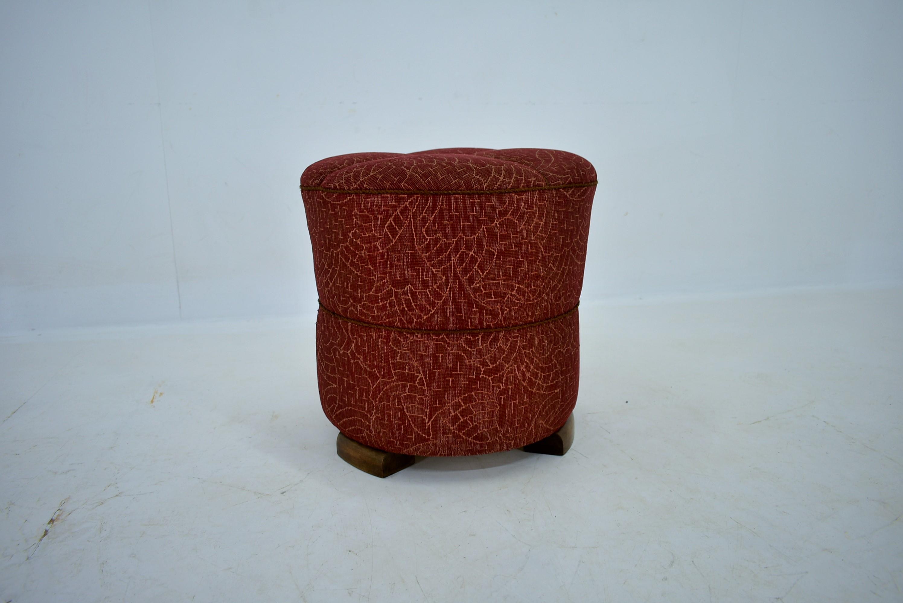 Fabric Art Deco Tabouret by Jindrich Halabala for Up Zavody, 1940s For Sale