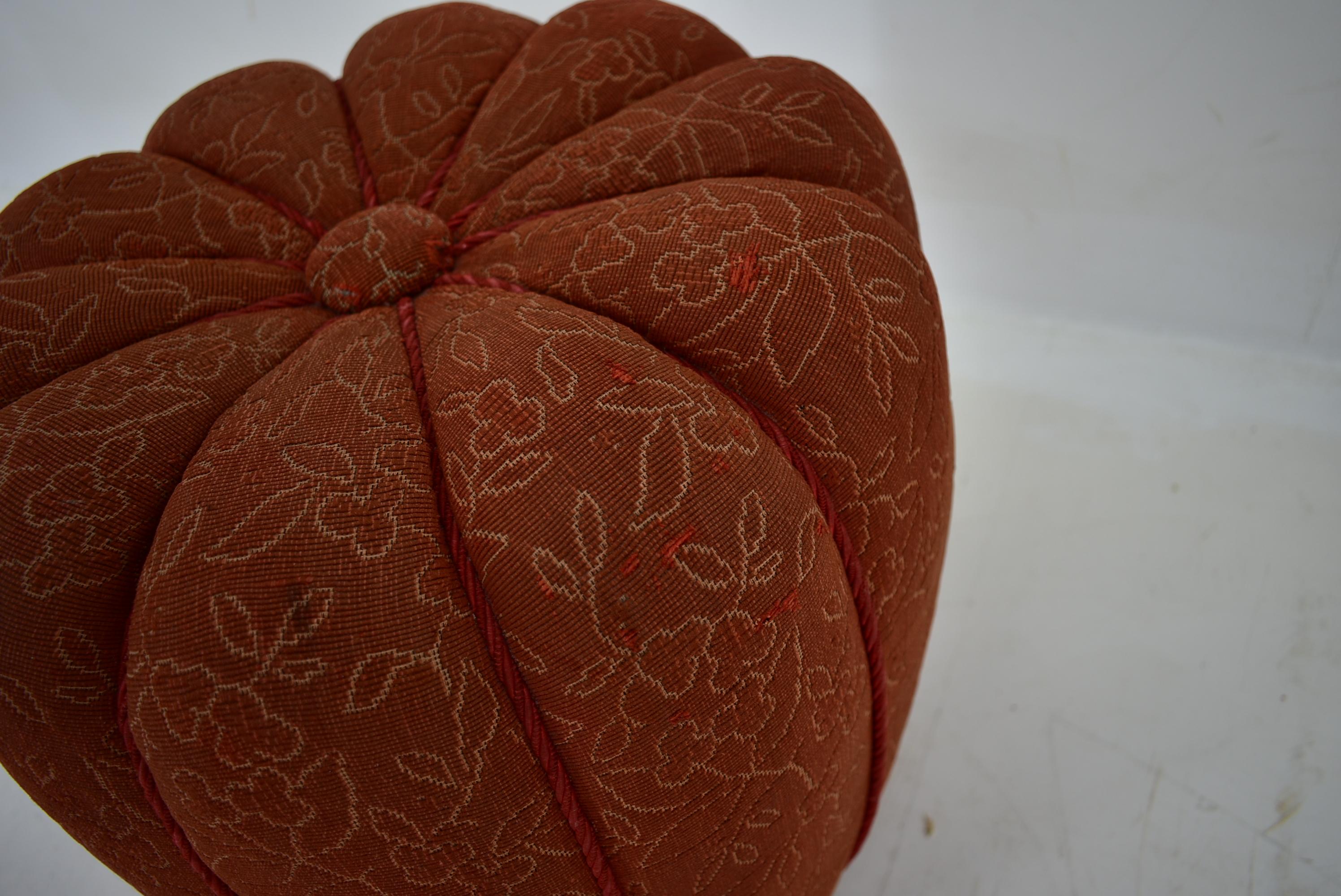 Fabric Art Deco Tabouret Designed by Jindřich Halabala, 1940s For Sale