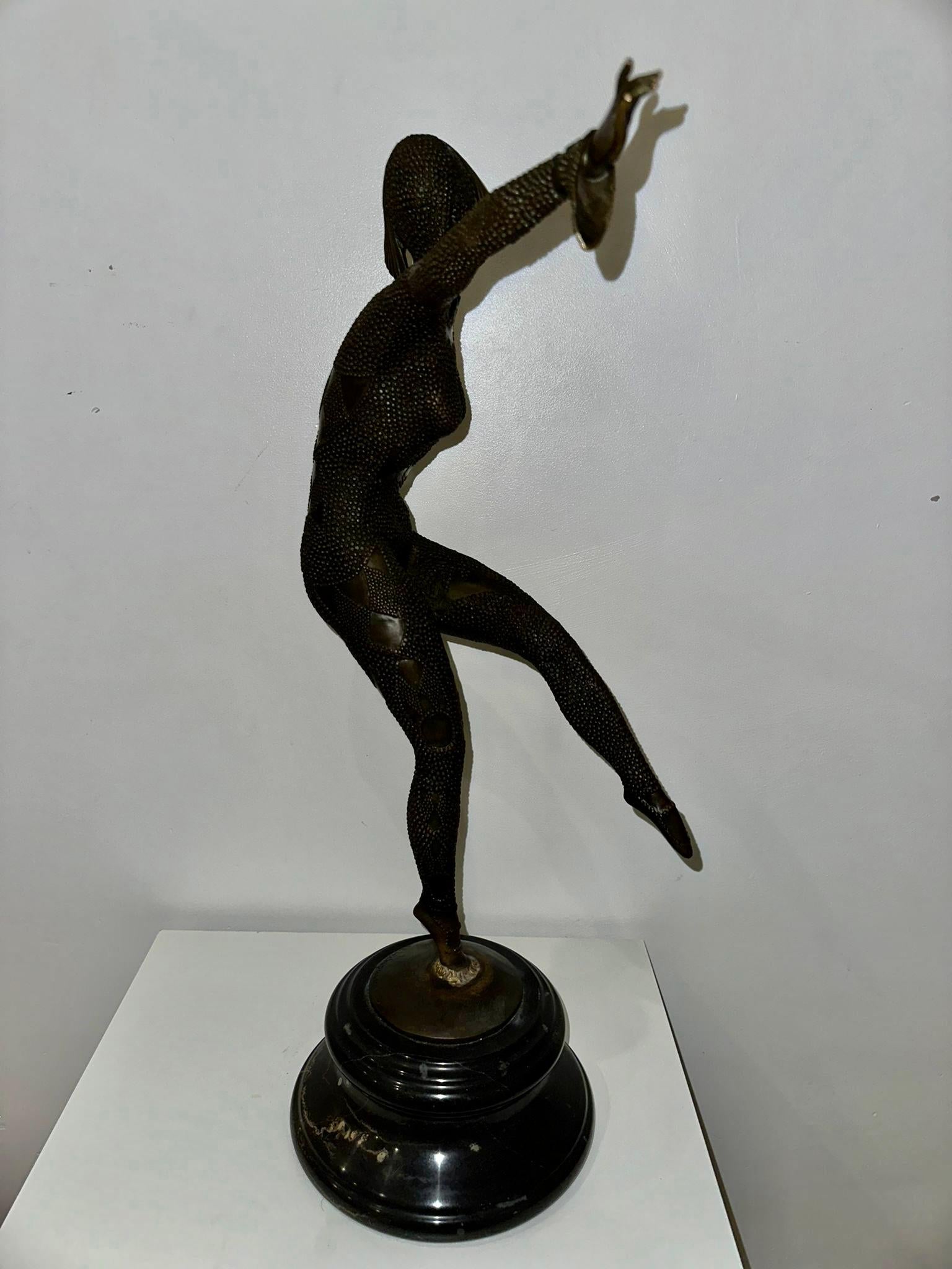 French Art Deco Tall Bronze Figure 