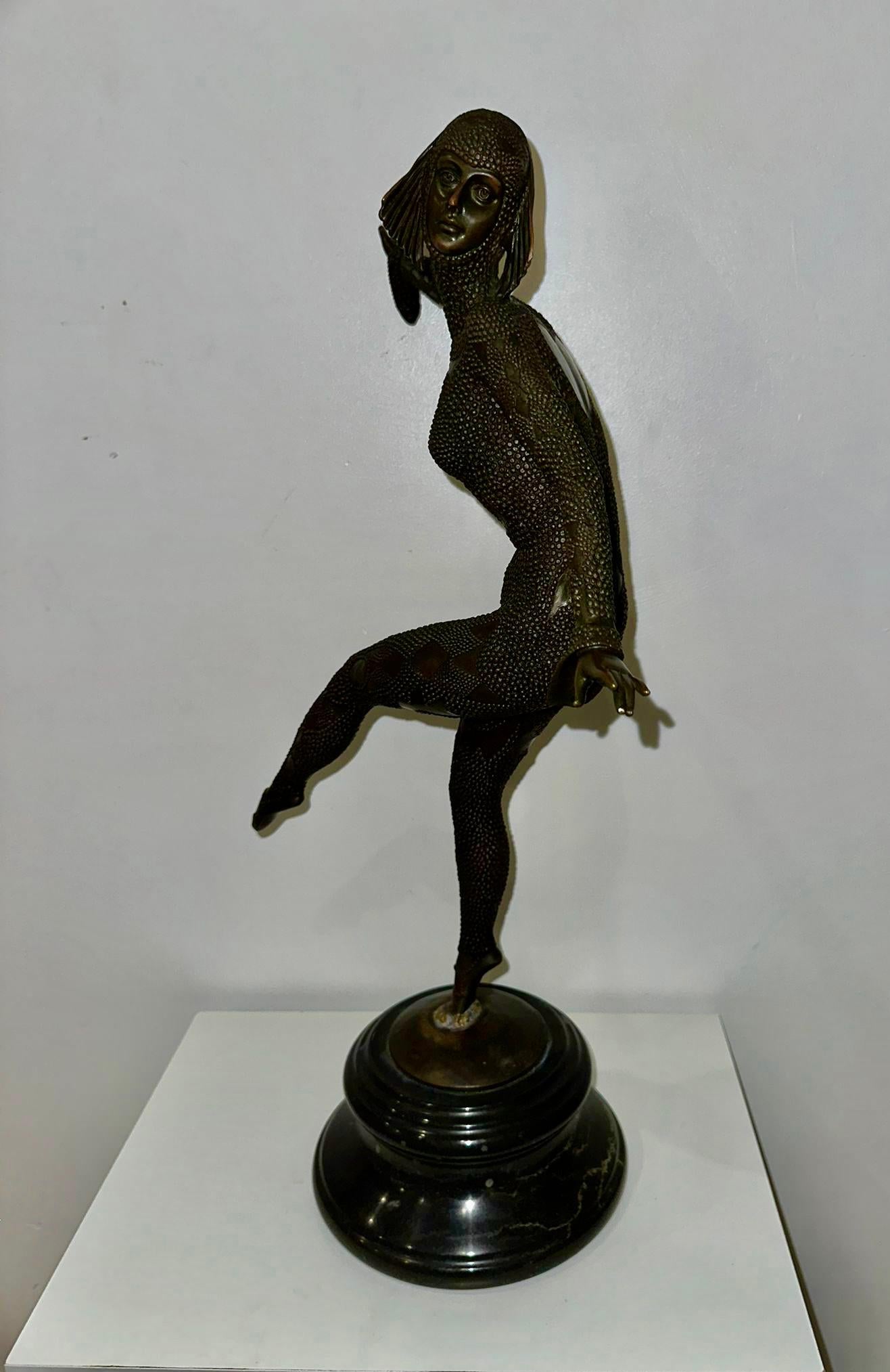 Cast Art Deco Tall Bronze Figure 