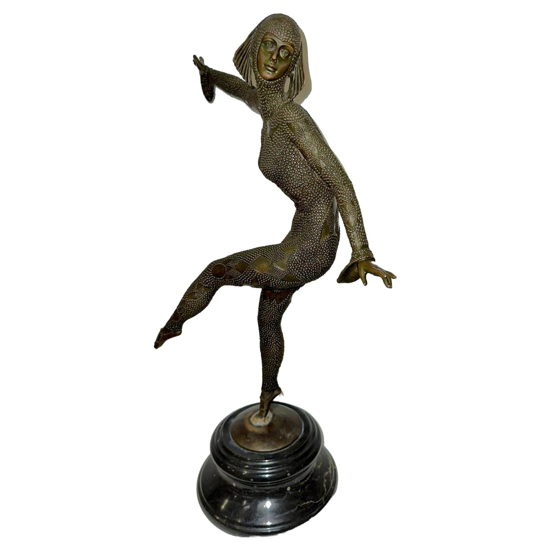 Art Deco Tall Bronze Figure "Phoenician Dancer" by Demetre Chiparus For Sale