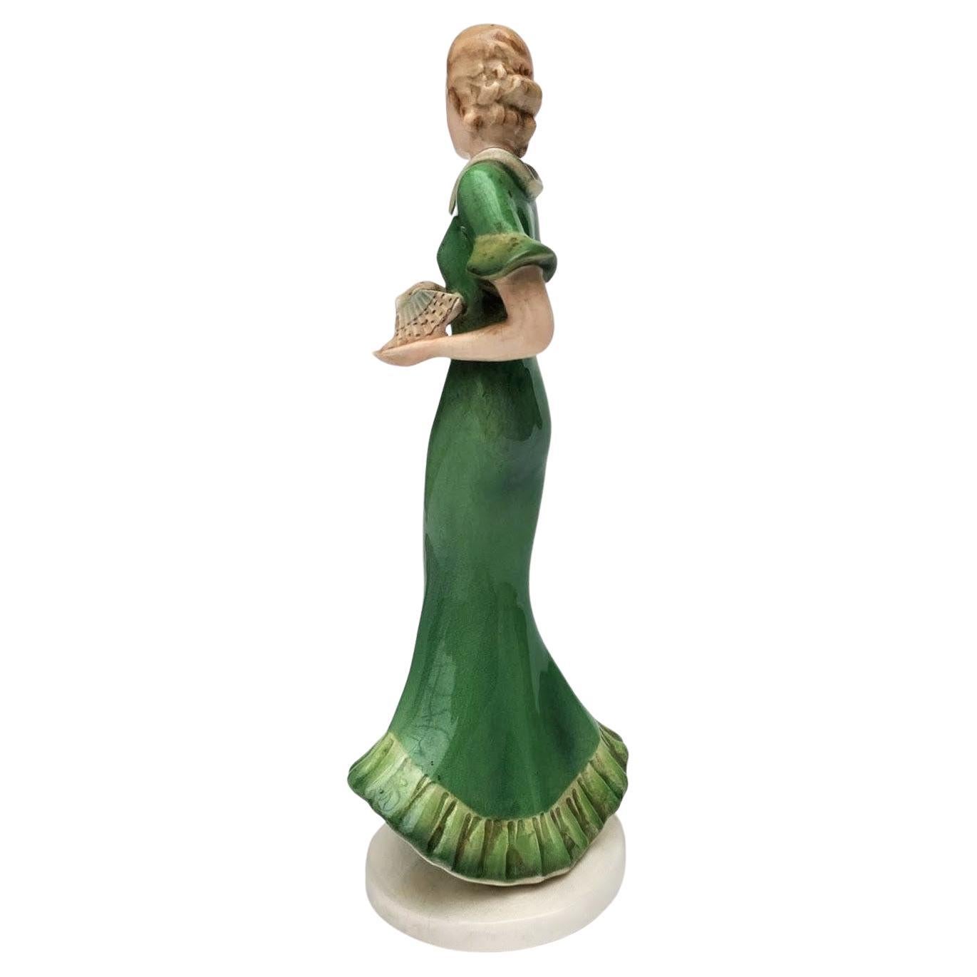 Tedesco Artful Green Lady in ceramica, tedesco, 1930 ca. in vendita