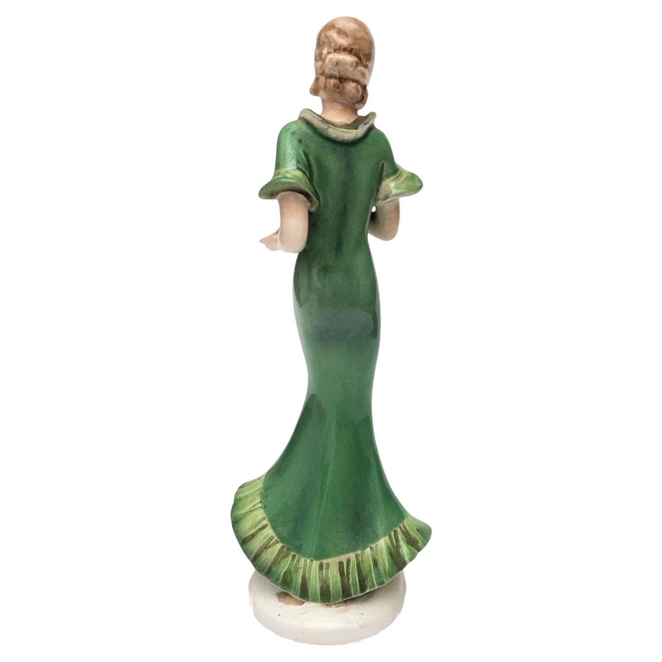 Artful Green Lady in ceramica, tedesco, 1930 ca. In condizioni buone in vendita a Devon, England