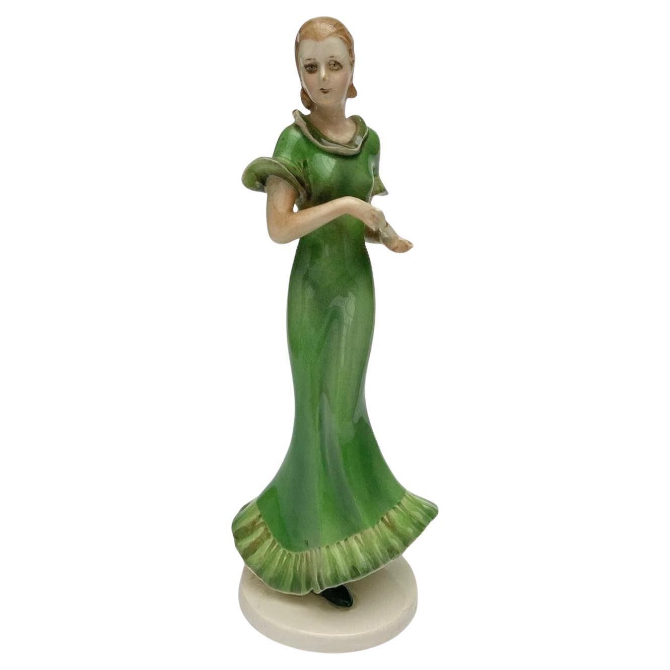 Artful Green Lady in ceramica, tedesco, 1930 ca. in vendita