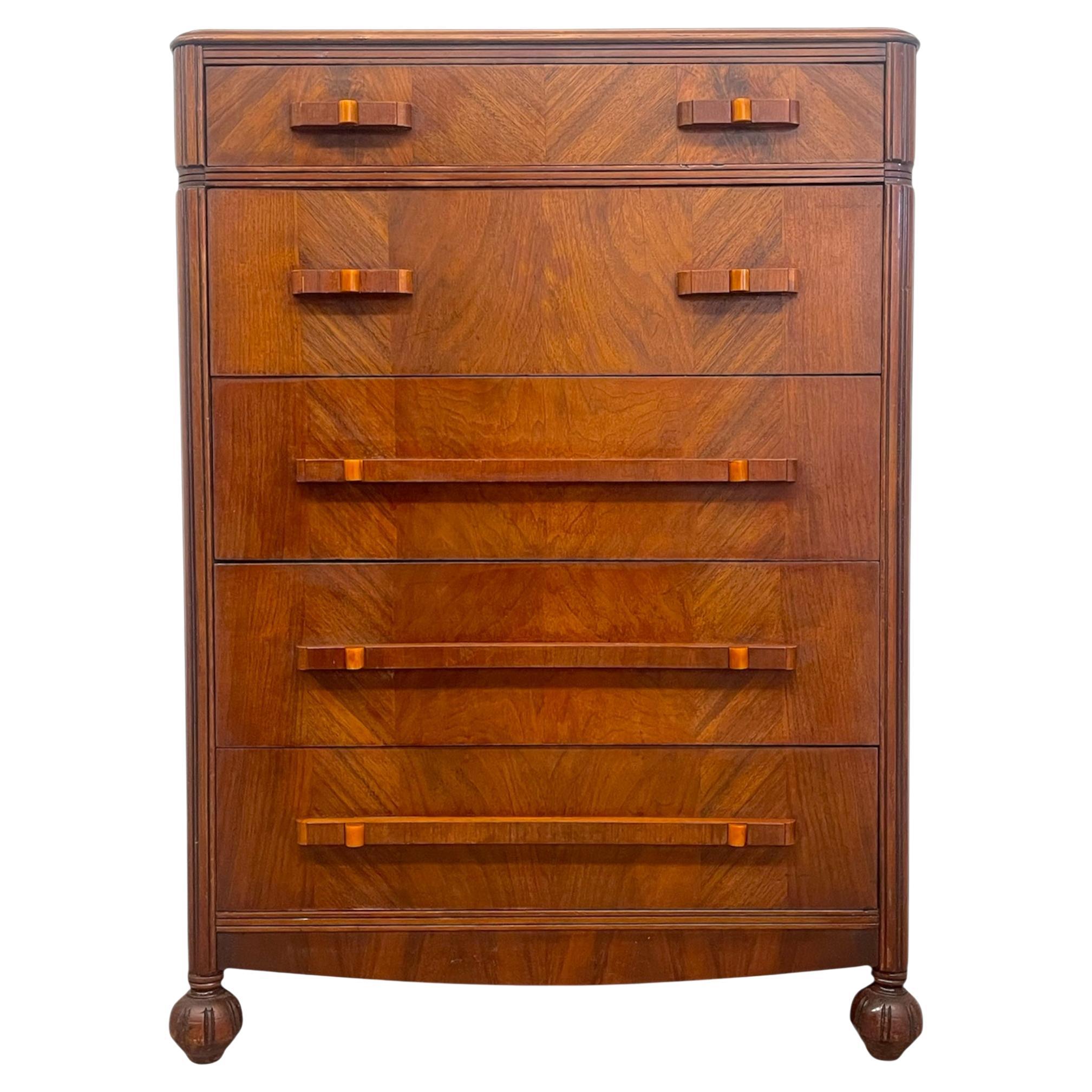 Art Deco Tall Chest of Drawers by John Stuart, 1930s