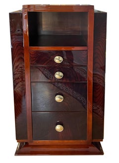 Art Deco tall chest of drawers, rosewood and mahagony veneered