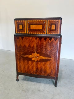 Art Deco Tall Dresser with Marquetry Inlays, Mahogany, 1930s