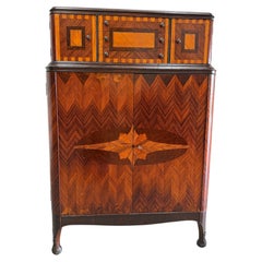 Art Deco Tall Dresser with Marquetry Inlays, Mahogany, 1930s